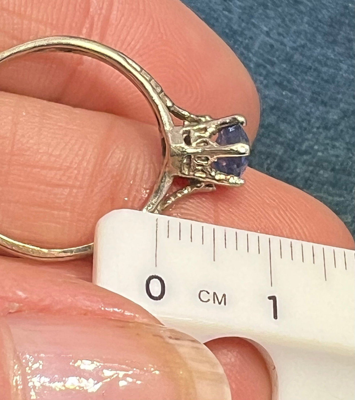 14k White Gold Ceylon Blue Sapphire Solitaire Ring. Antique *Video*