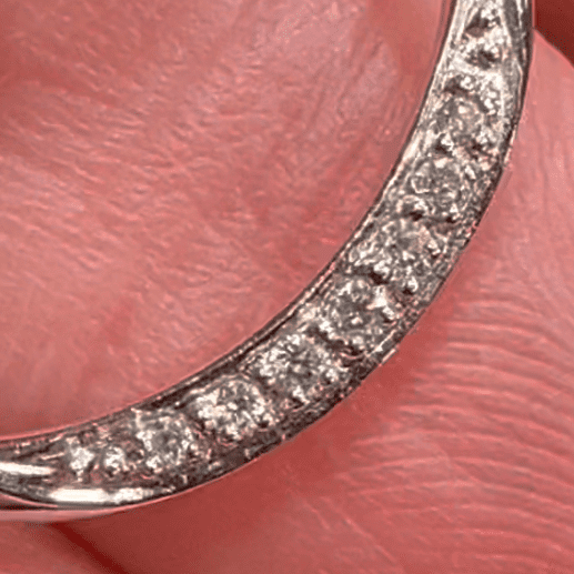 14k White Gold Crescent Moon Diamond Circle Pendant. Designer