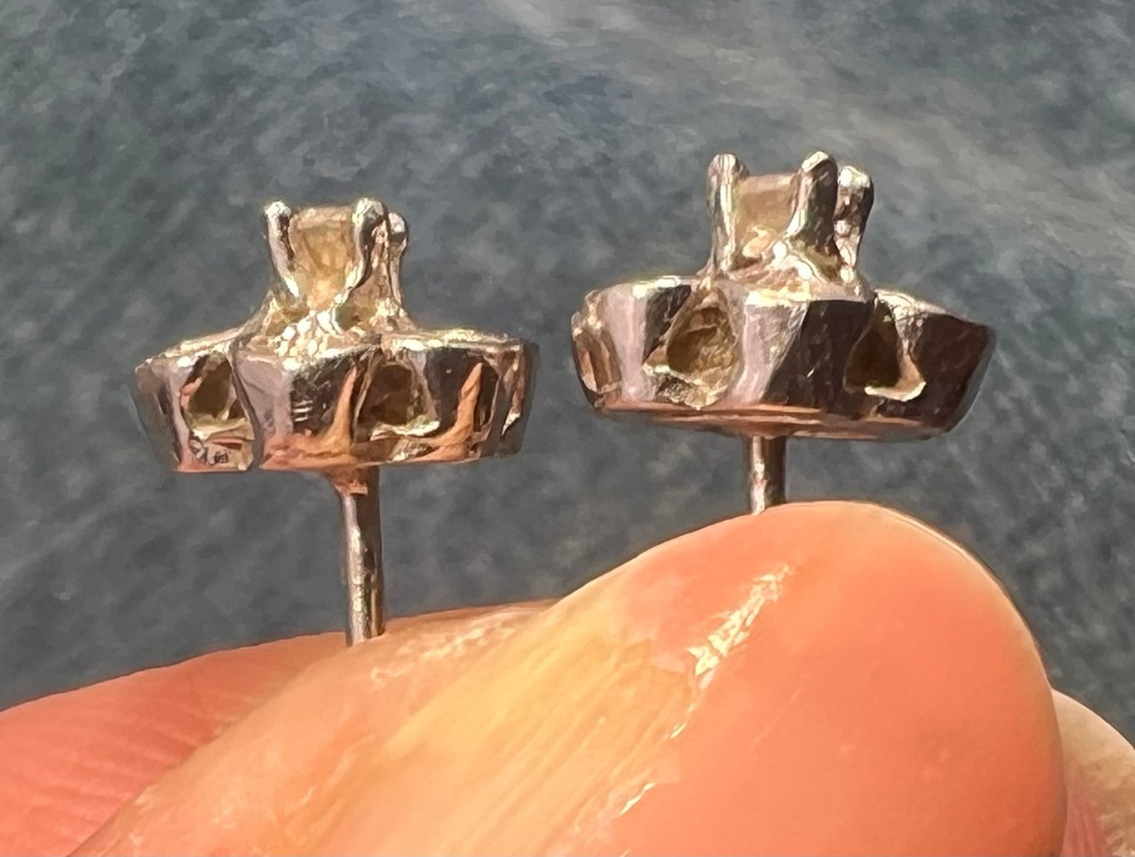 14k White Gold Diamond Cherry Blossom Flower Earrings. Tiny!