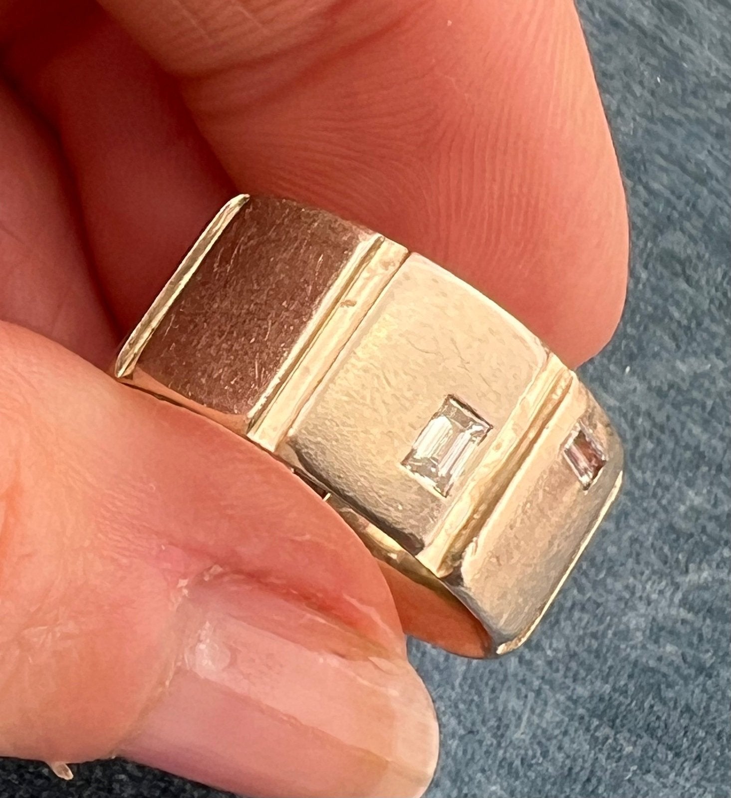 14k White Gold Geometric Designer Wide Eternity Band Diamond Ring. 9.7g *Video*