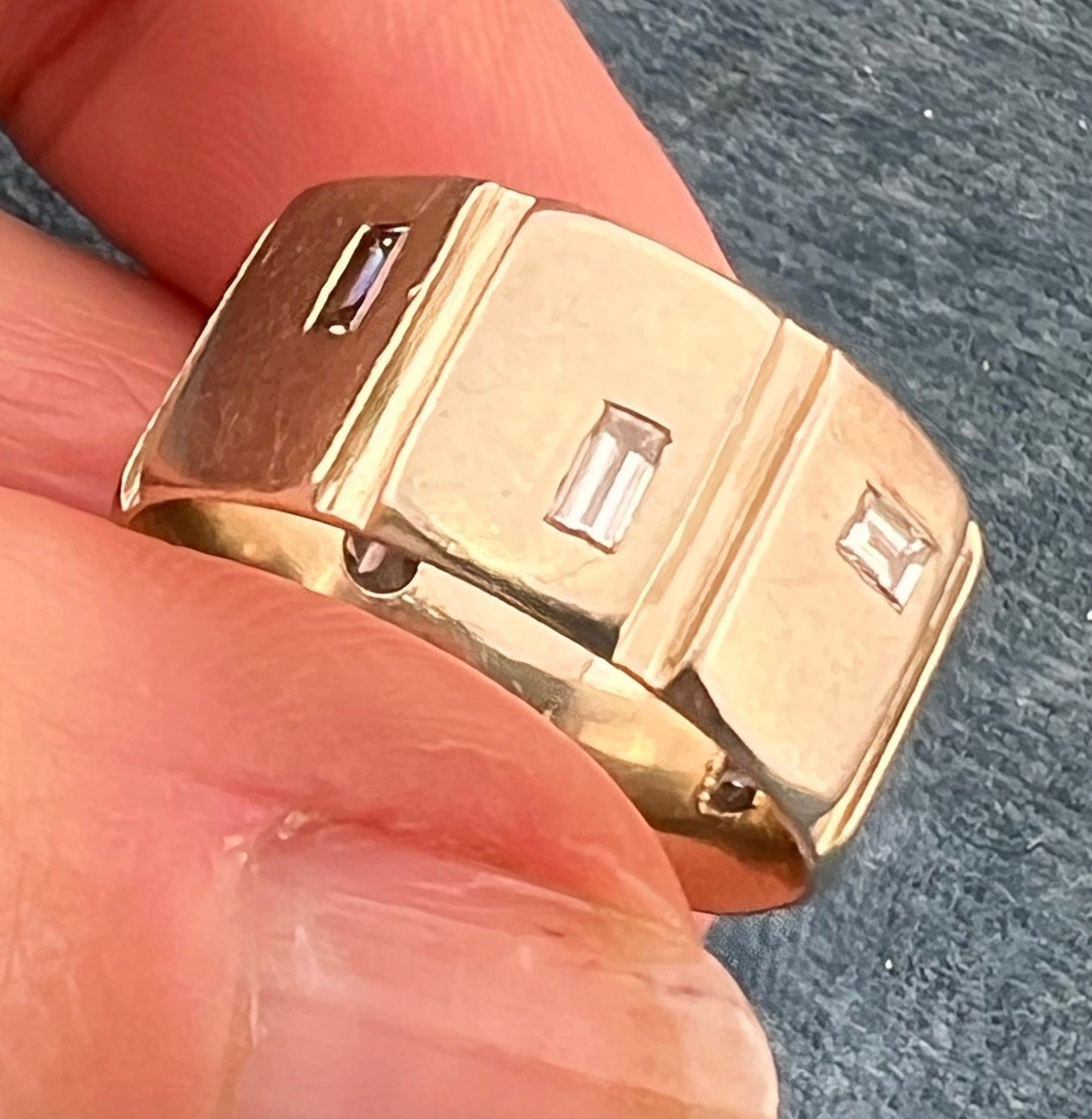 14k White Gold Geometric Designer Wide Eternity Band Diamond Ring. 9.7g *Video*