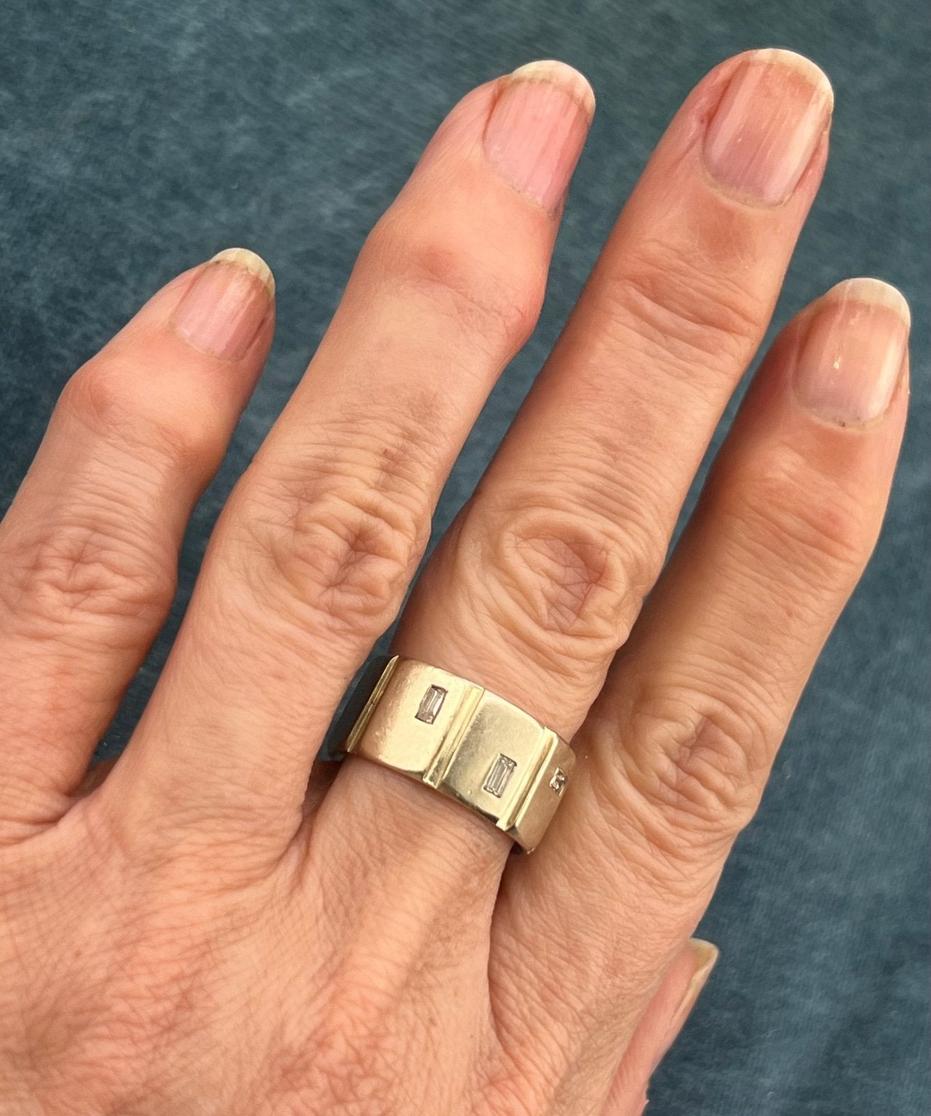 14k White Gold Geometric Designer Wide Eternity Band Diamond Ring. 9.7g *Video*