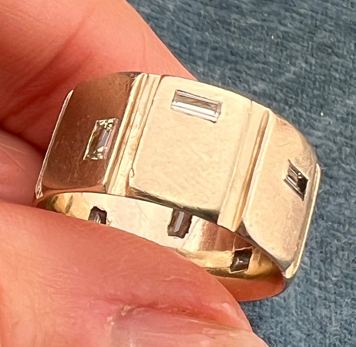 14k White Gold Geometric Designer Wide Eternity Band Diamond Ring. 9.7g *Video*