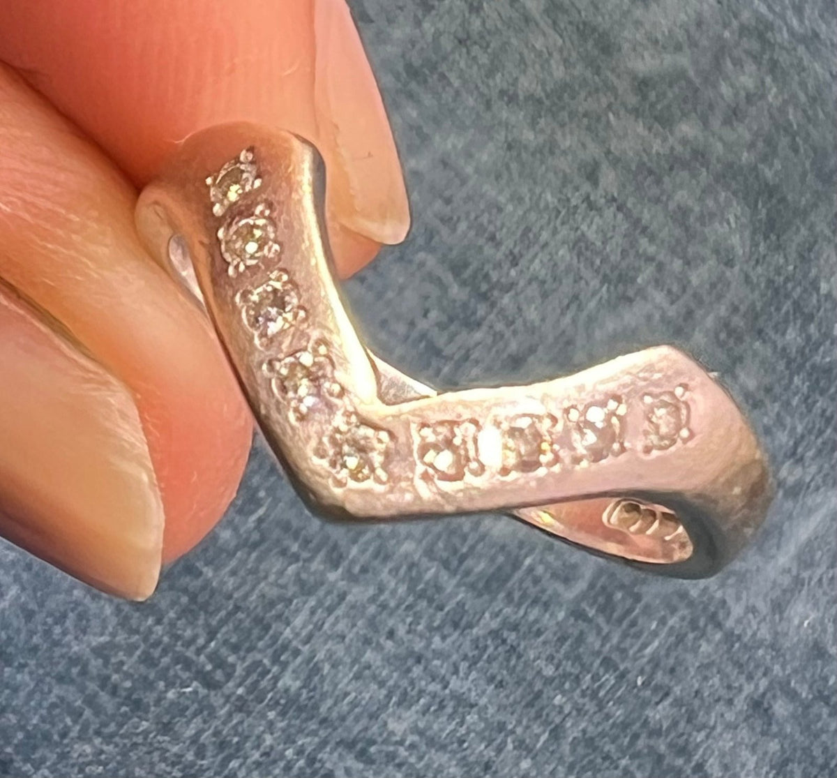 14k White Gold Gypsy-Set Diamond Curved Ring Guard