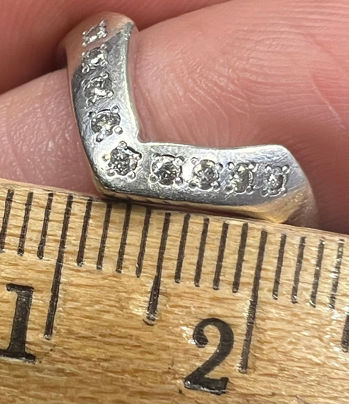 14k White Gold Gypsy-Set Diamond Curved Ring Guard