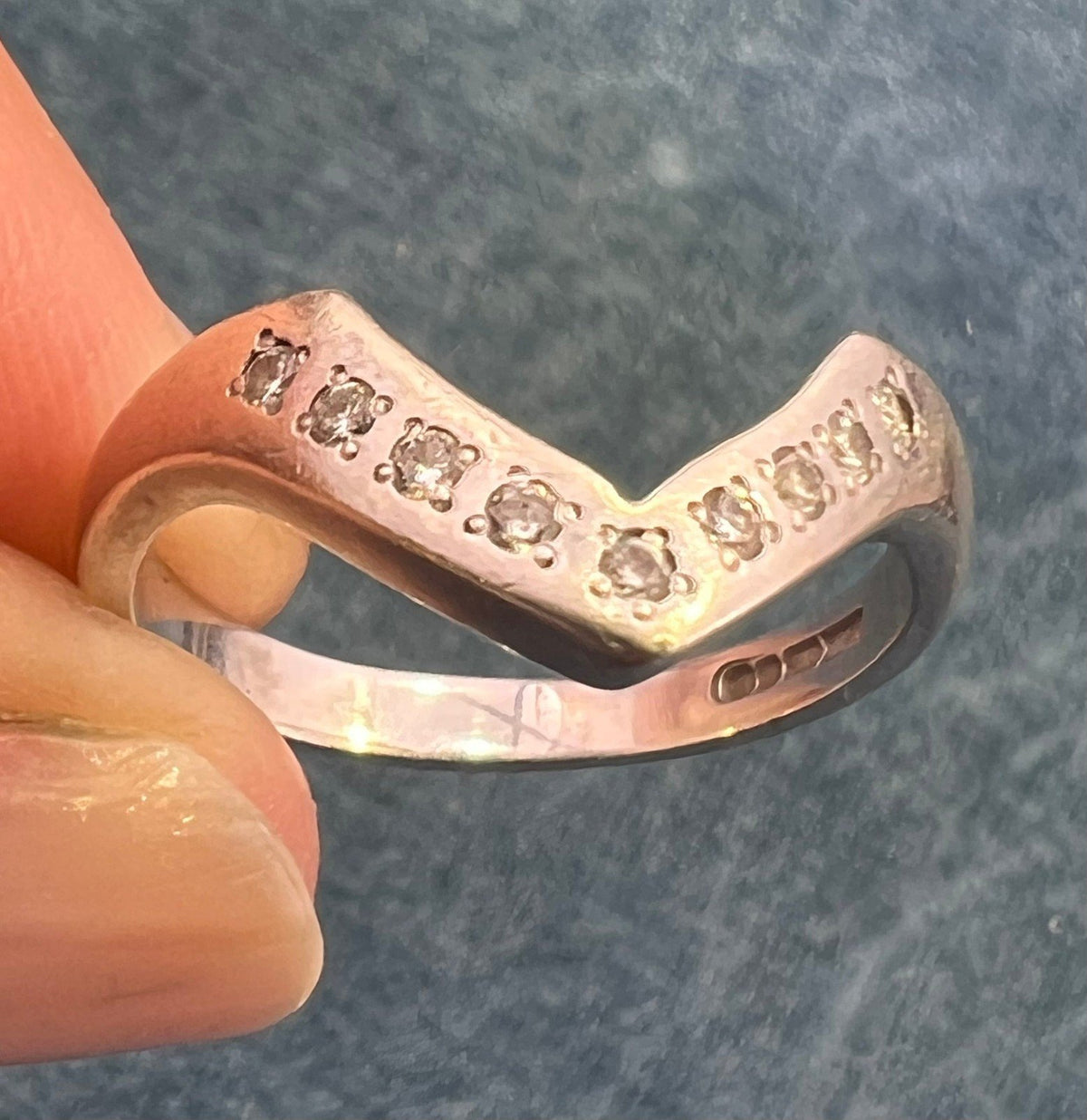 14k White Gold Gypsy-Set Diamond Curved Ring Guard