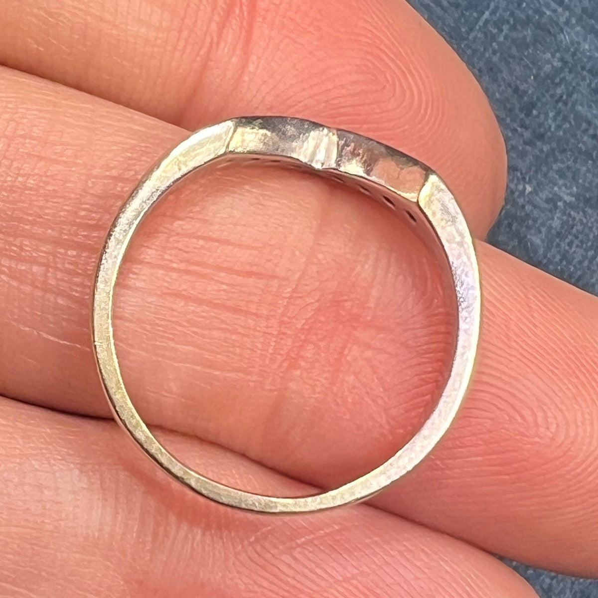 14k White Gold Gypsy-Set Diamond Curved Ring Guard