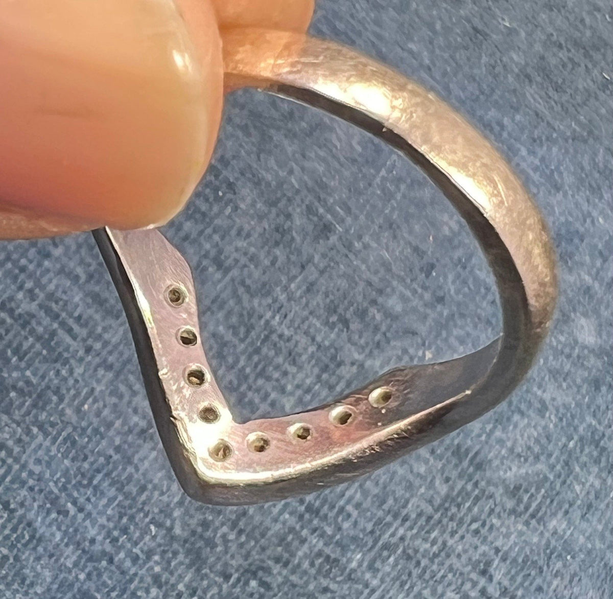 14k White Gold Gypsy-Set Diamond Curved Ring Guard