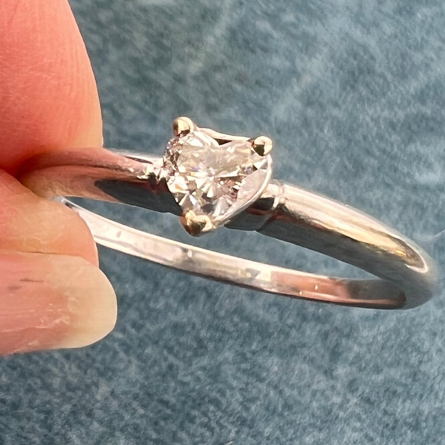 14k White Gold Heart-Shaped Diamond Solitaire Engagement Ring