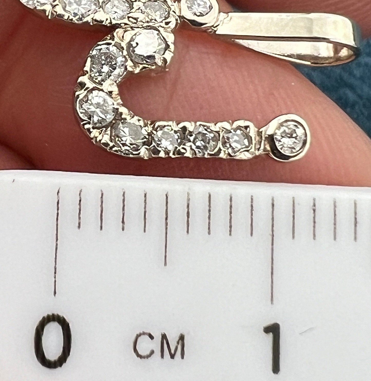 14k White Gold "JJ" Initials Nickname Pendant w Diamonds. Tiny! 2/3"