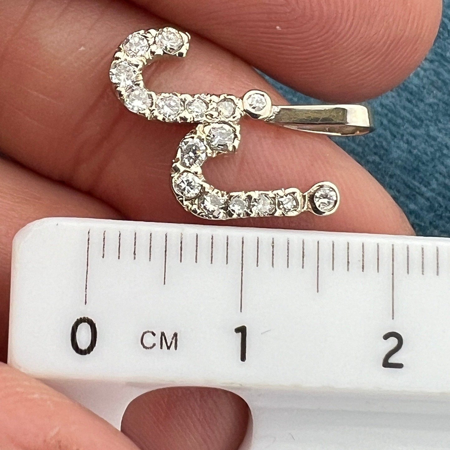 14k White Gold "JJ" Initials Nickname Pendant w Diamonds. Tiny! 2/3"