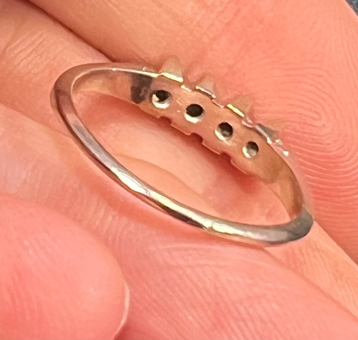 14k White Gold Mid-Century Modern Starburst Diamond Ring. Wedding Anniversary