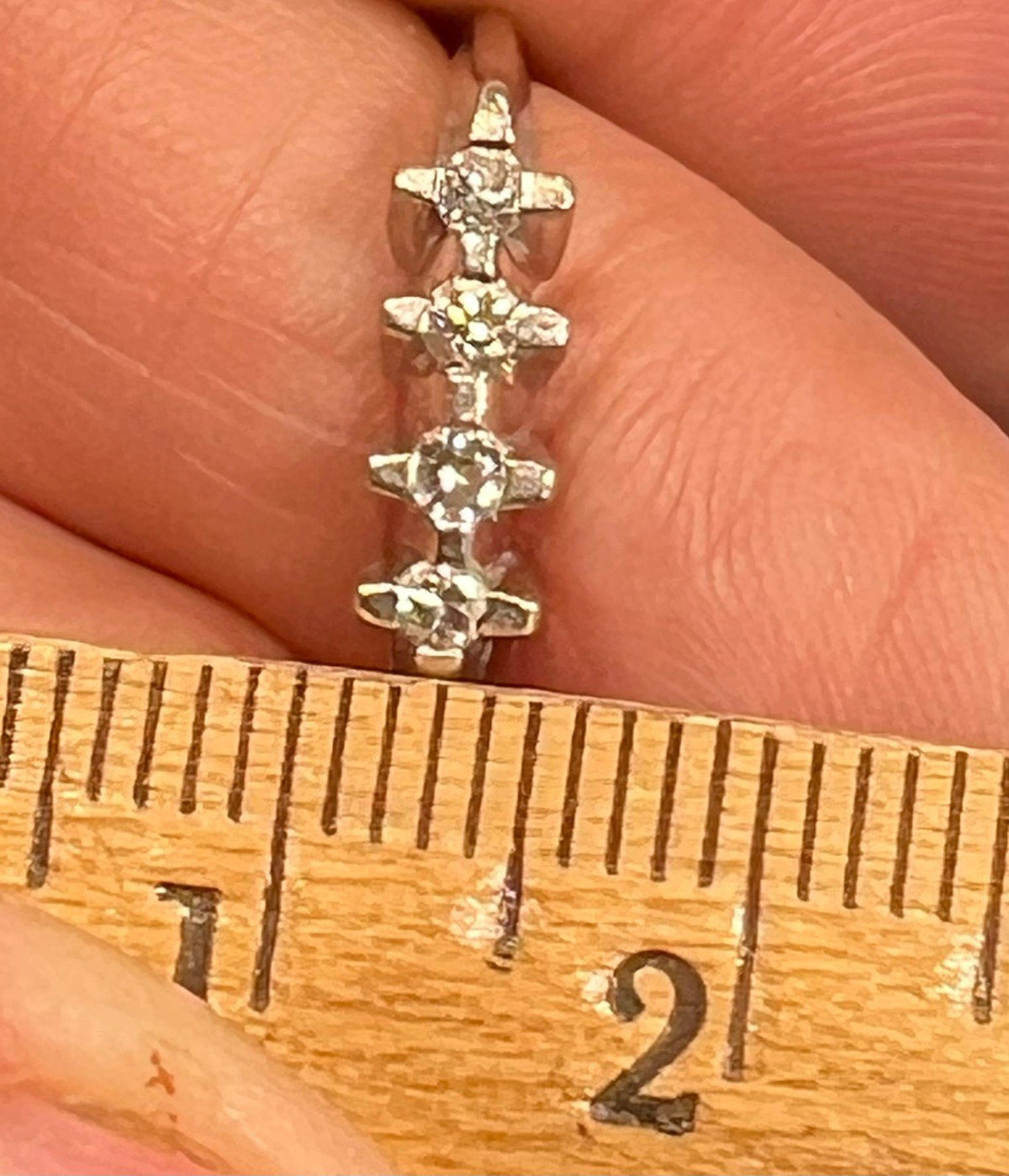 14k White Gold Mid-Century Modern Starburst Diamond Ring. Wedding Anniversary
