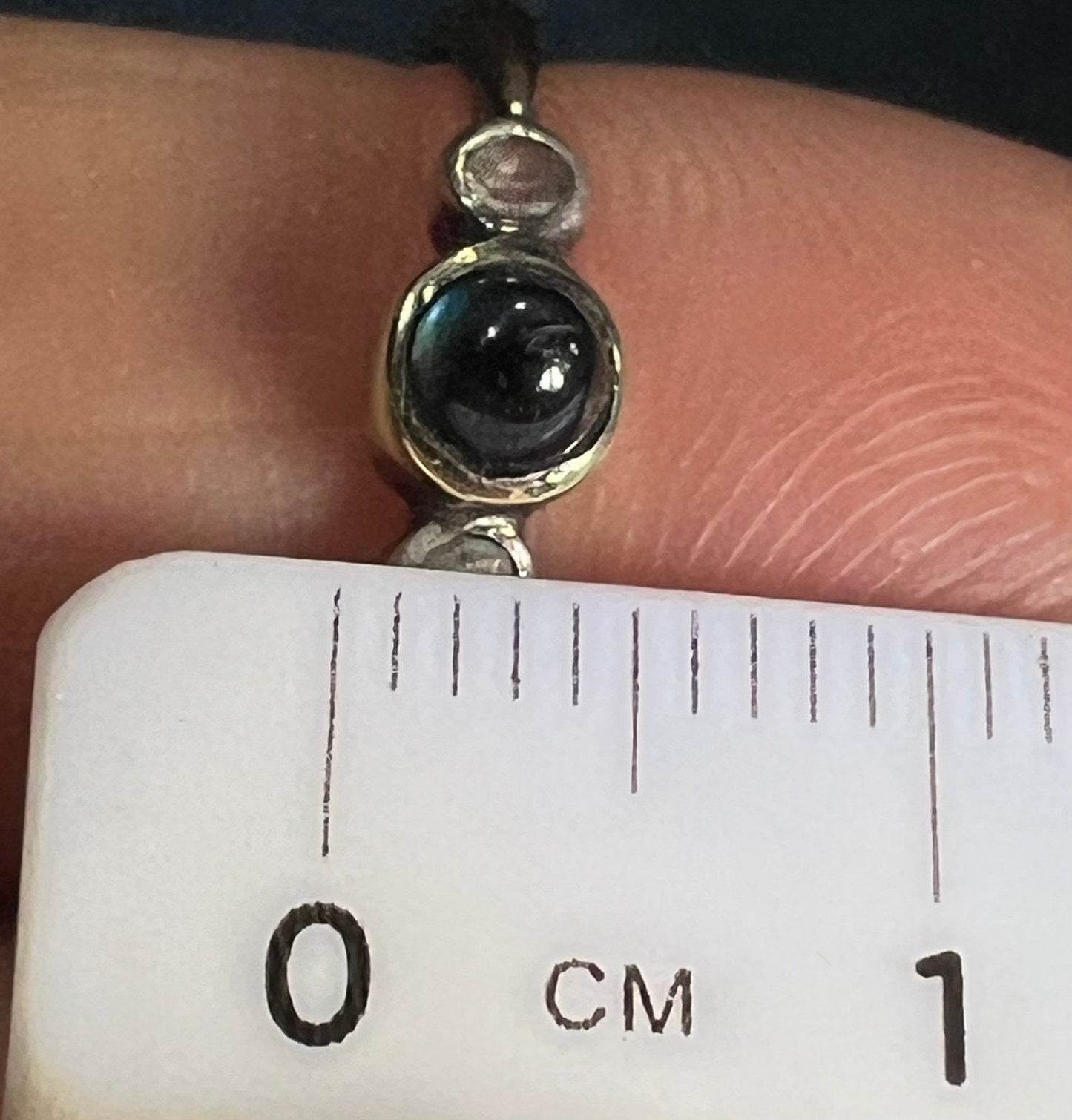 14k White Gold Natural Blue Sapphire Cabochon Ring. Antique. Tiny!