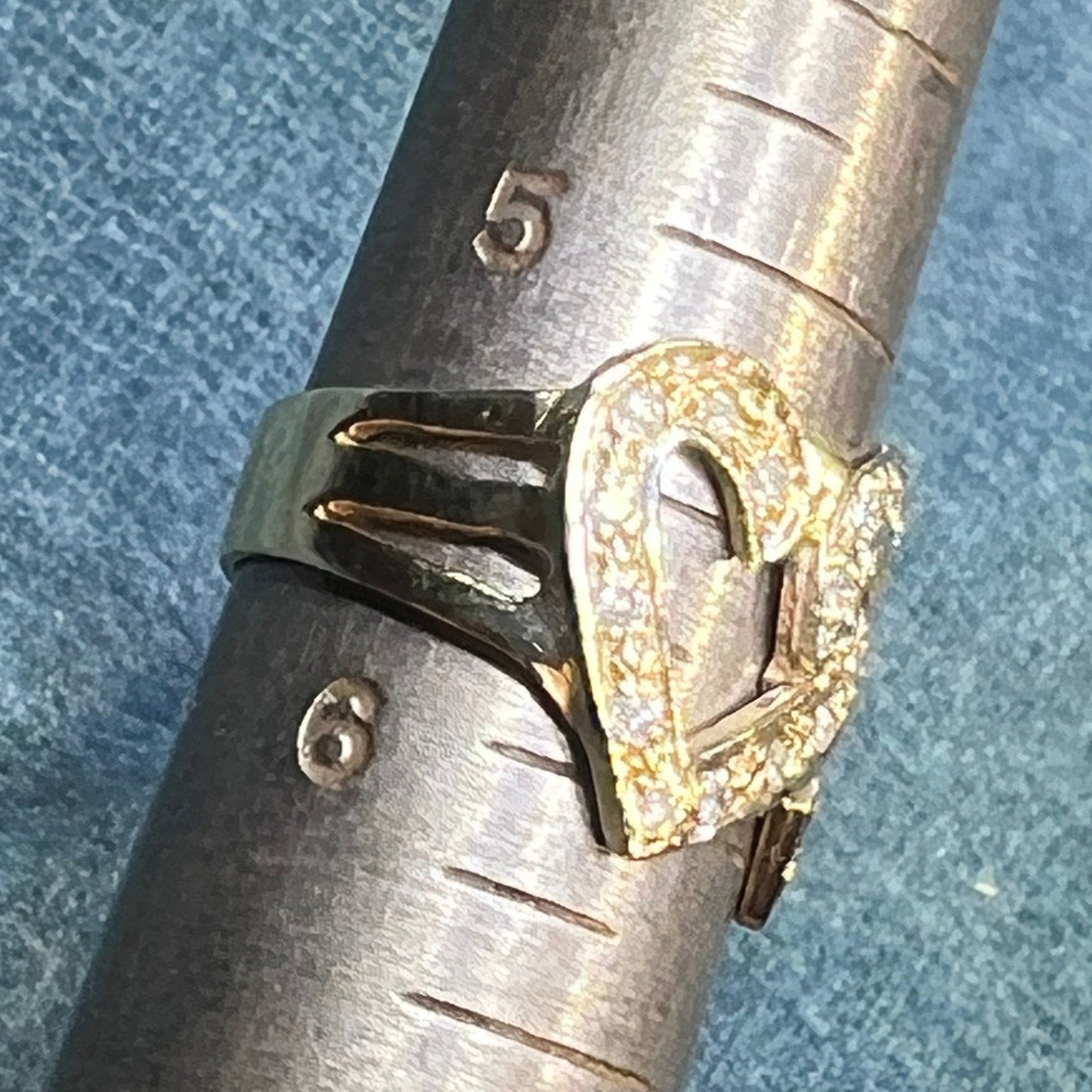 14k White + Yellow Gold Diamond Sweetheart Ring. Victorian Era