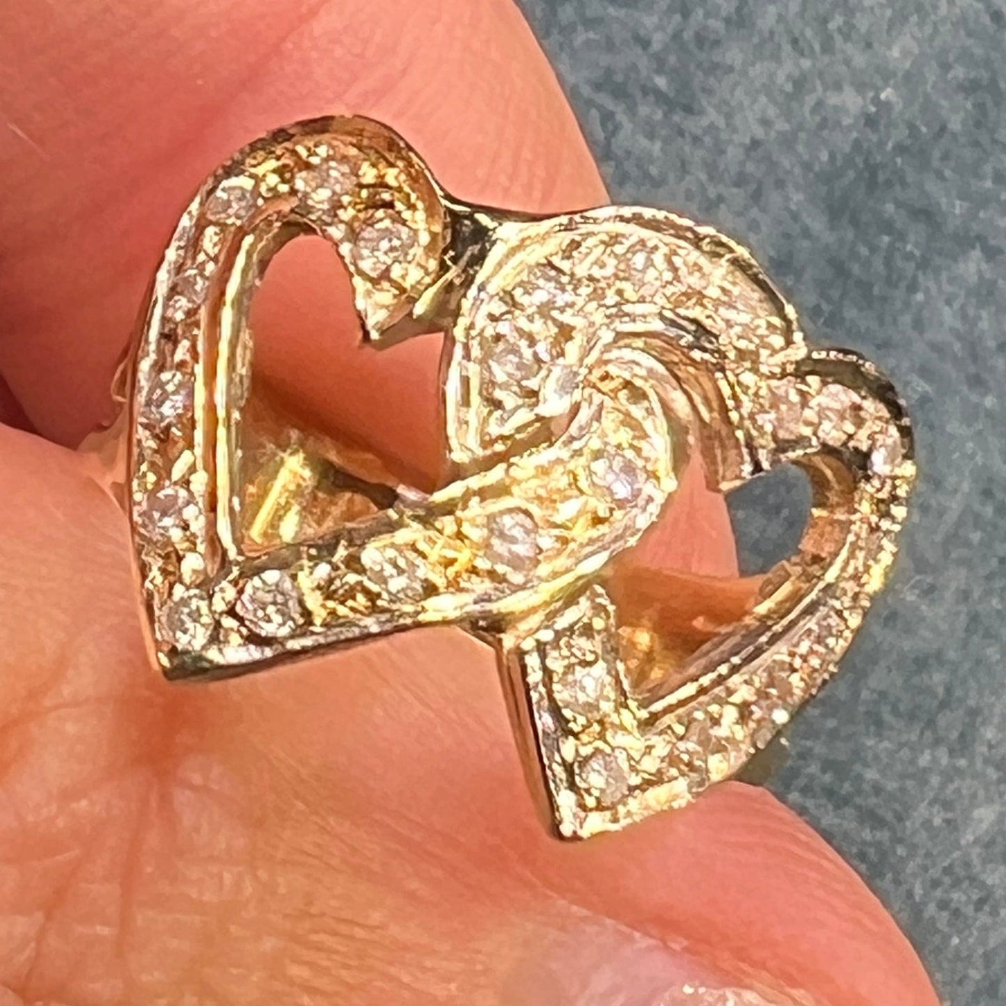 14k White + Yellow Gold Diamond Sweetheart Ring. Victorian Era