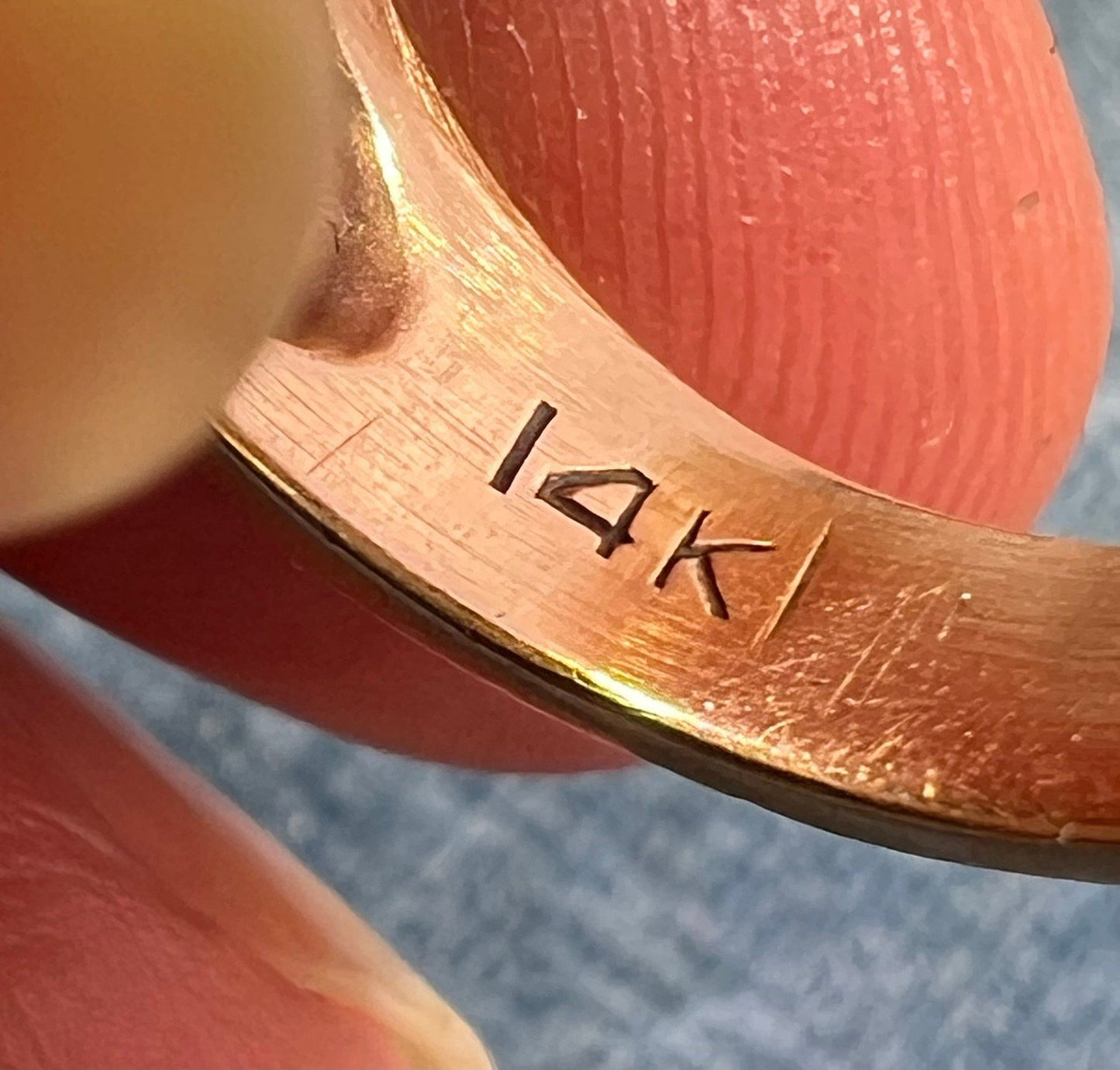 14k White & Yellow Gold Gypsy-Set Diamond Stars Ring. Wide Band Sz 5