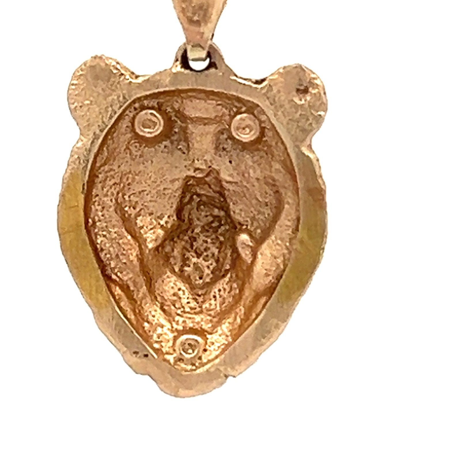 14k Yellow Gold 3-D Chunky Grizzly Bear Pendant. Powerful