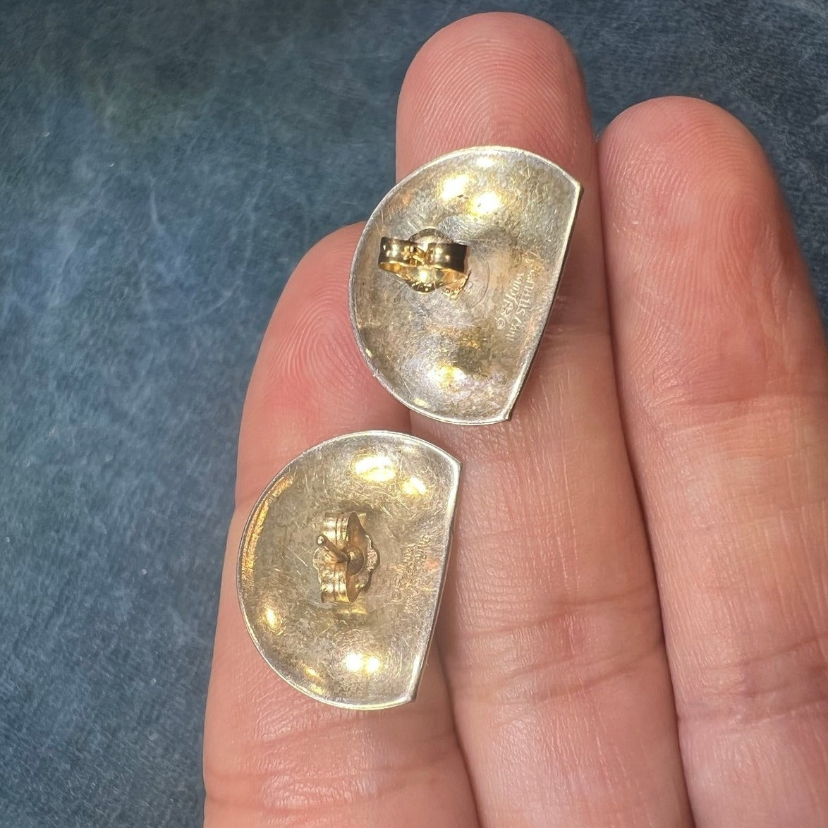 14k Yellow Gold + 925 ED LEVIN Half-Moon Sunset Earrings