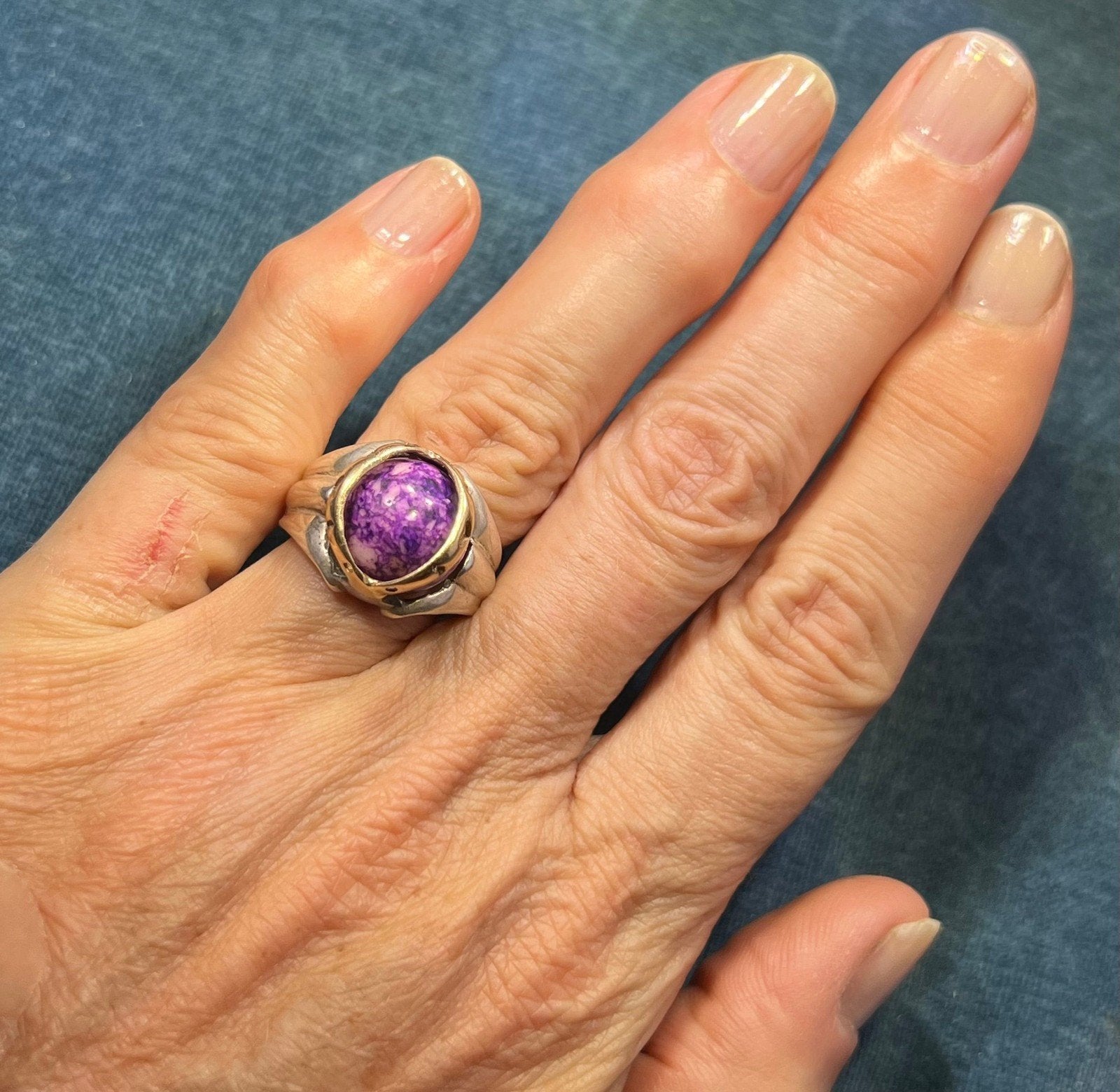 14k Yellow Gold & 925 Ring w 5 Interchangeable Multi-Gemstones