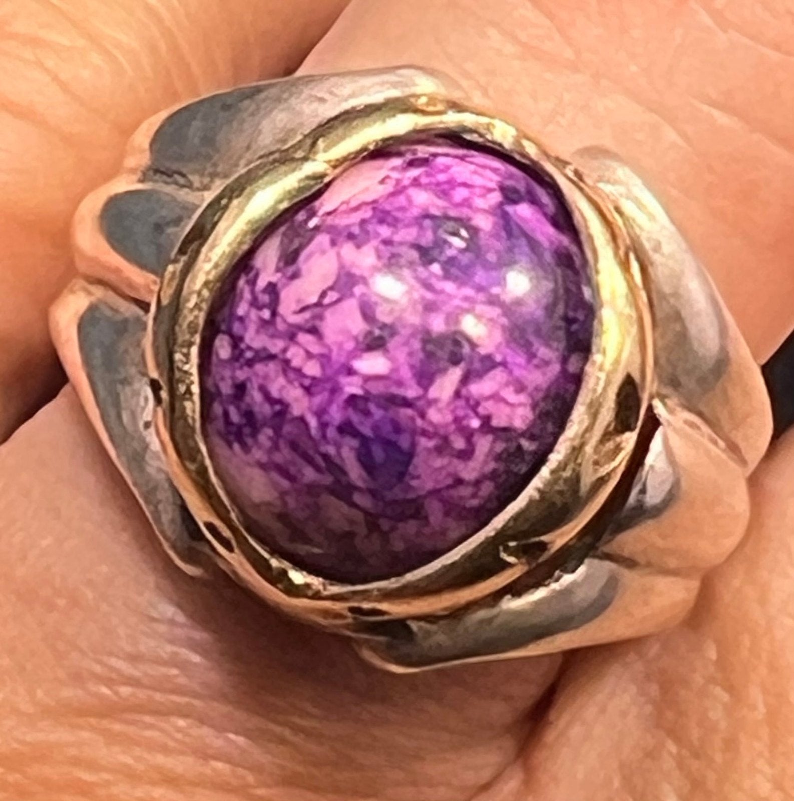 14k Yellow Gold & 925 Ring w 5 Interchangeable Multi-Gemstones