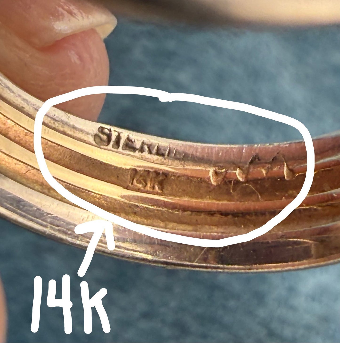 14k Yellow Gold + 925 Silver Charoite Ring. Lavender Purple Swirl