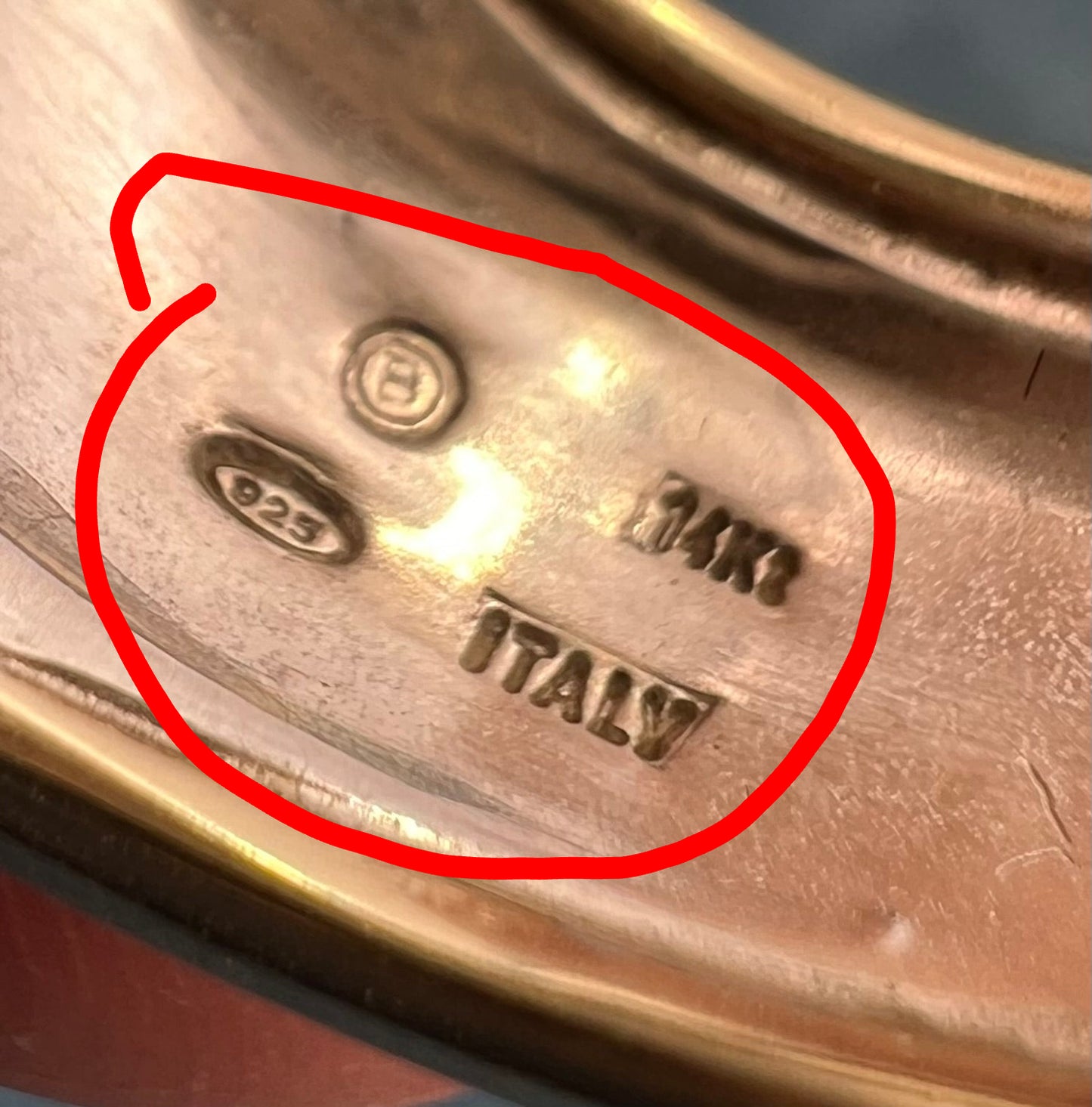 14k Yellow Gold + 925 Wide Cigar Band Ring. Designer 14mm + 9.7g