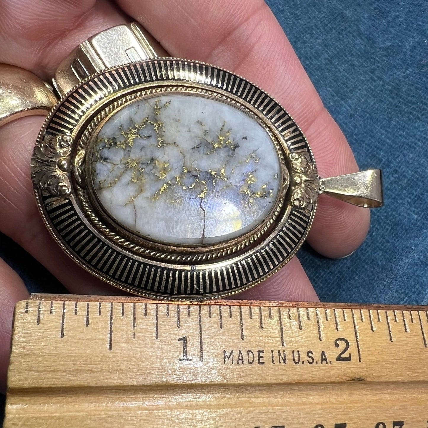 10k at least Yellow Gold ALASKAN Gold in Quartz Spinner Pendant. 2" + 15g *Video*