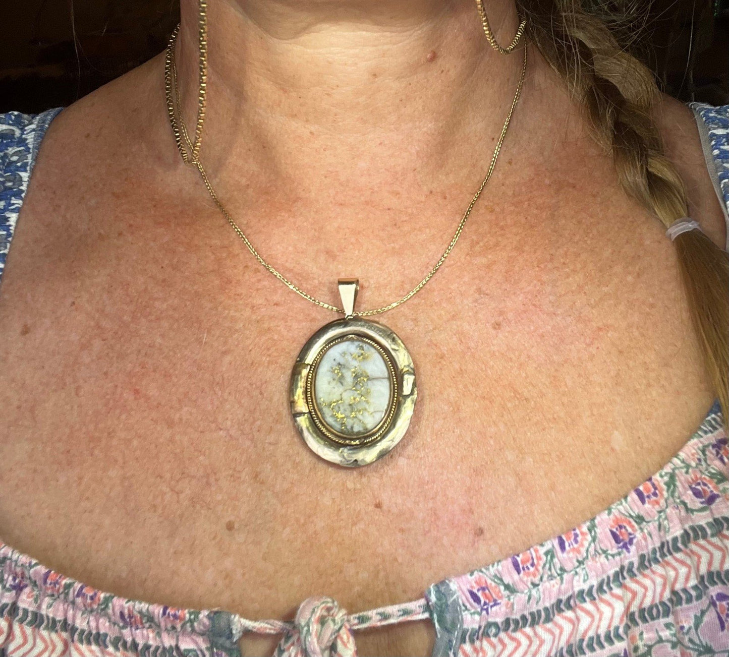 10k at least Yellow Gold ALASKAN Gold in Quartz Spinner Pendant. 2" + 15g *Video*