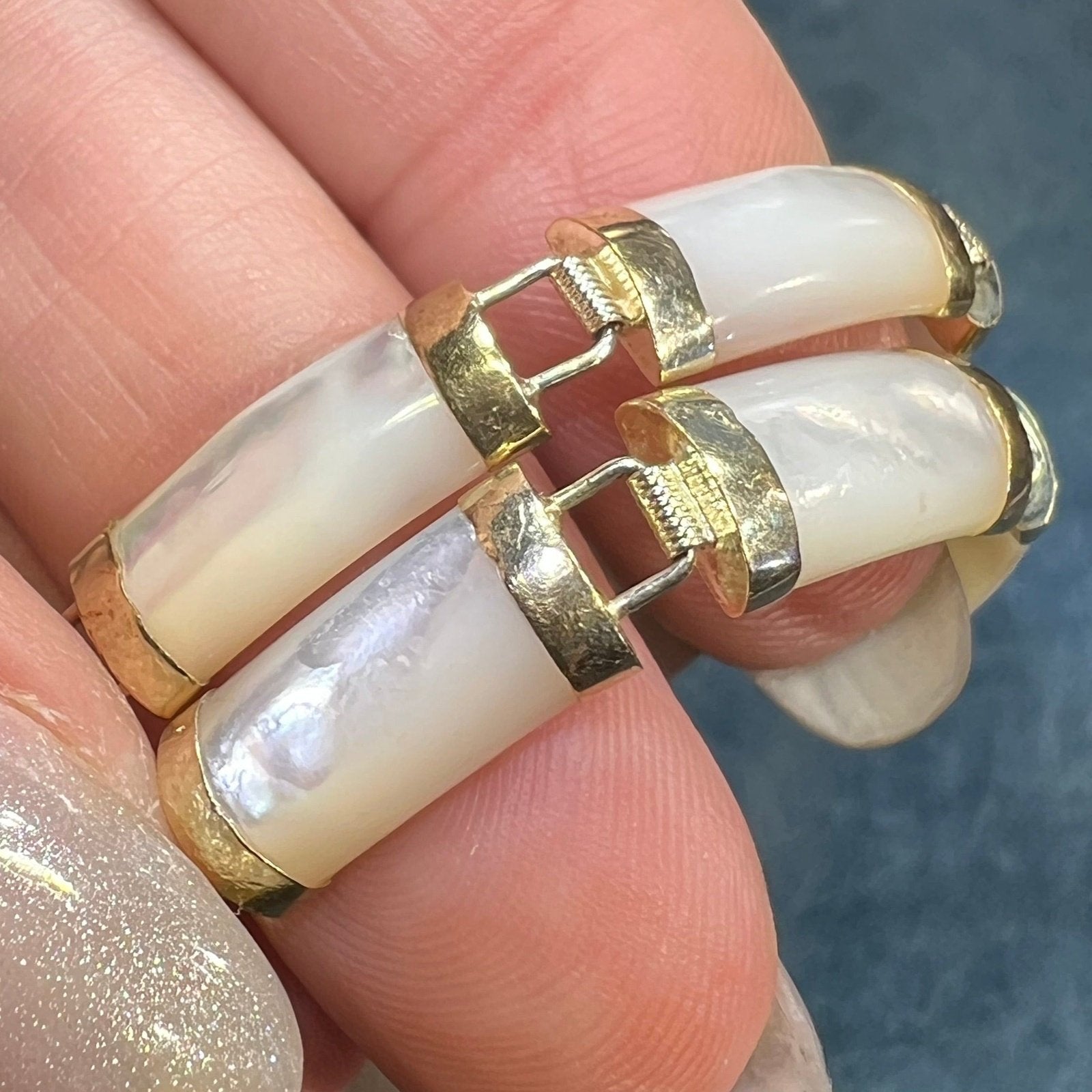 14k Yellow Gold Asian Panel Bracelet w Mother of Pearl *Video*