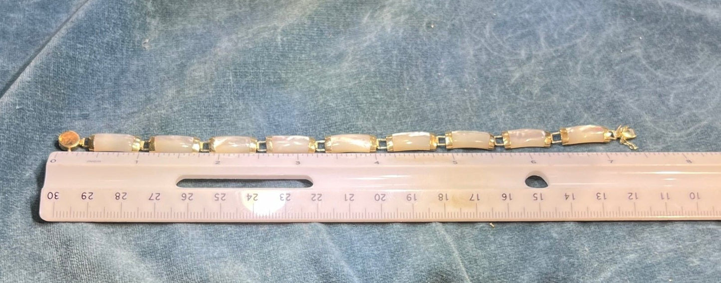 14k Yellow Gold Asian Panel Bracelet w Mother of Pearl *Video*