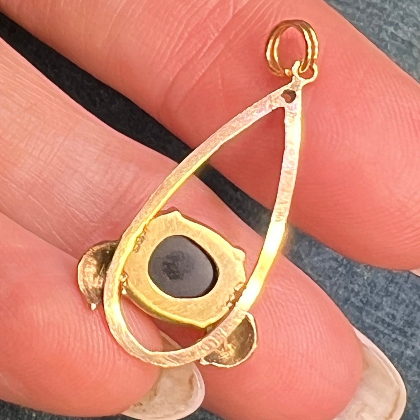 14k Yellow Gold Australian Black Opal Antique Pendant *VIDEO* E