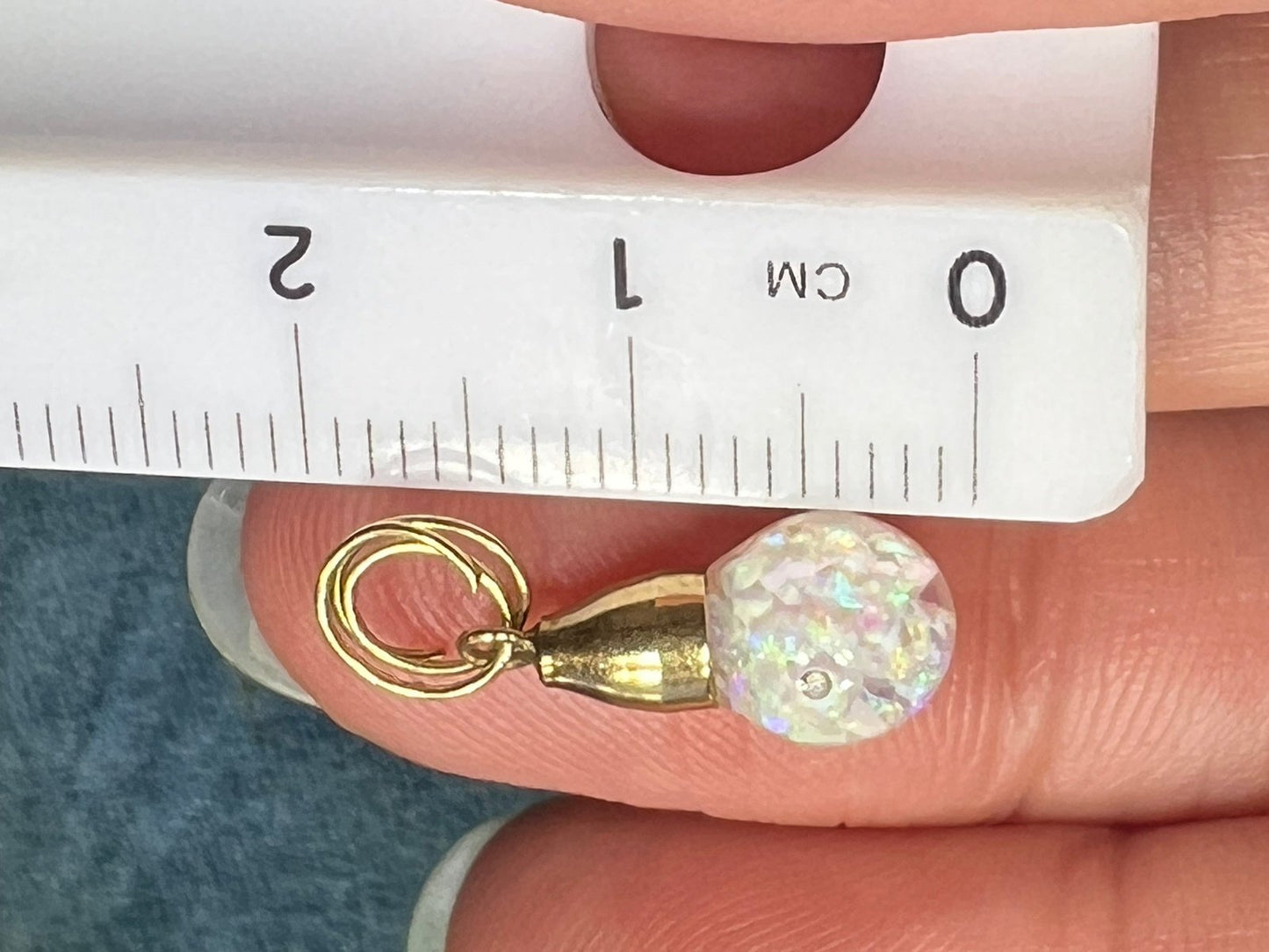 14k Yellow Gold Australian "FLOATING OPAL" Pendant. TIny! *VIDEO*