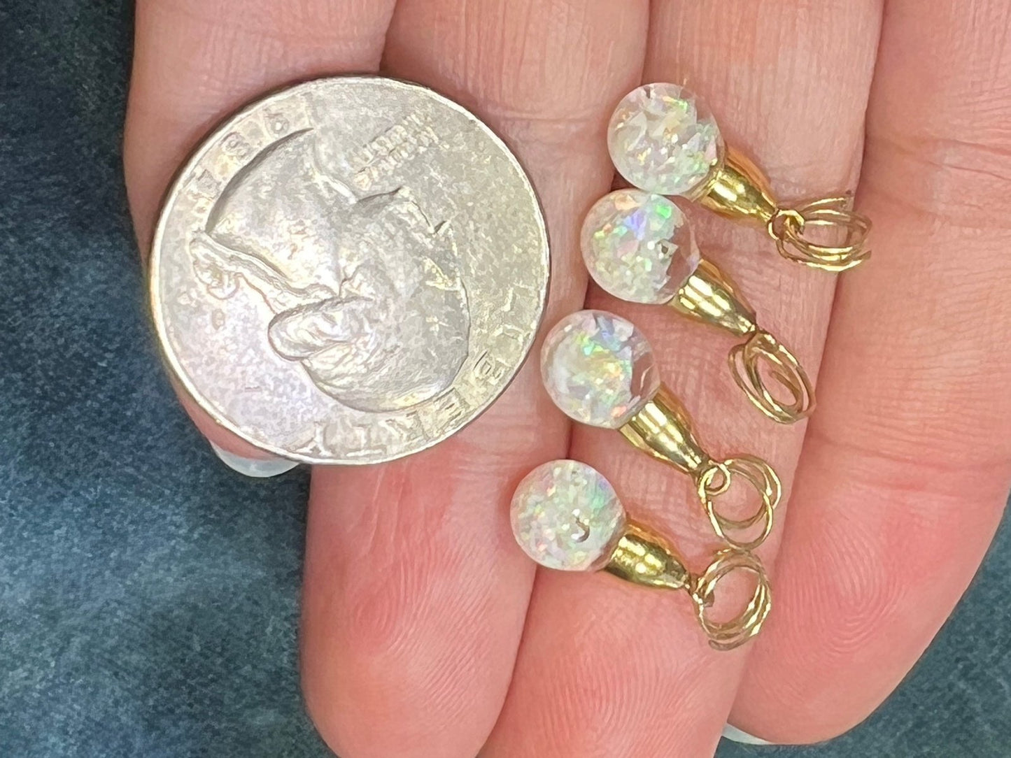 14k Yellow Gold Australian "FLOATING OPAL" Pendant. TIny! *VIDEO*