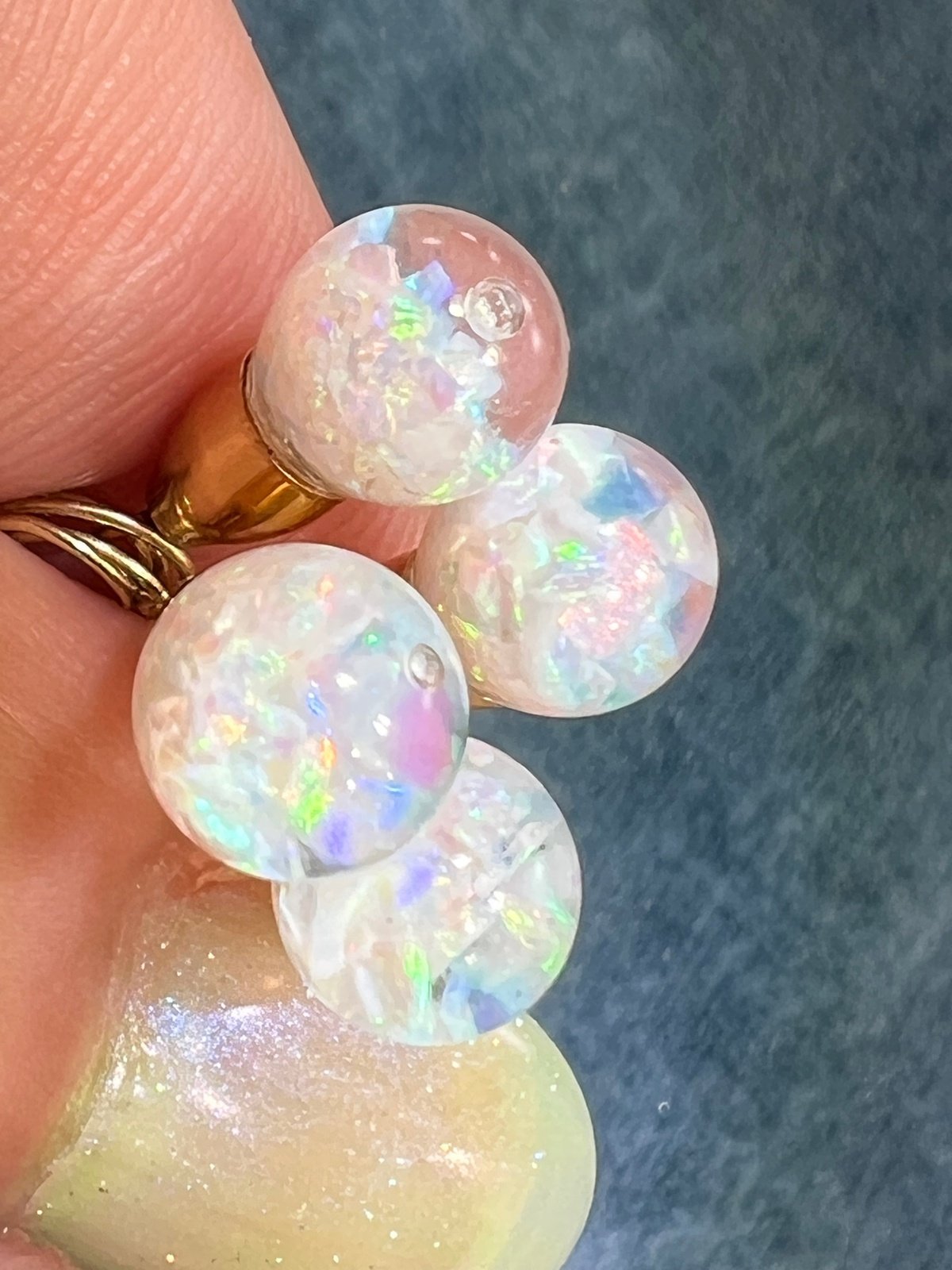 14k Yellow Gold Australian "FLOATING OPAL" Pendant. TIny! *VIDEO*