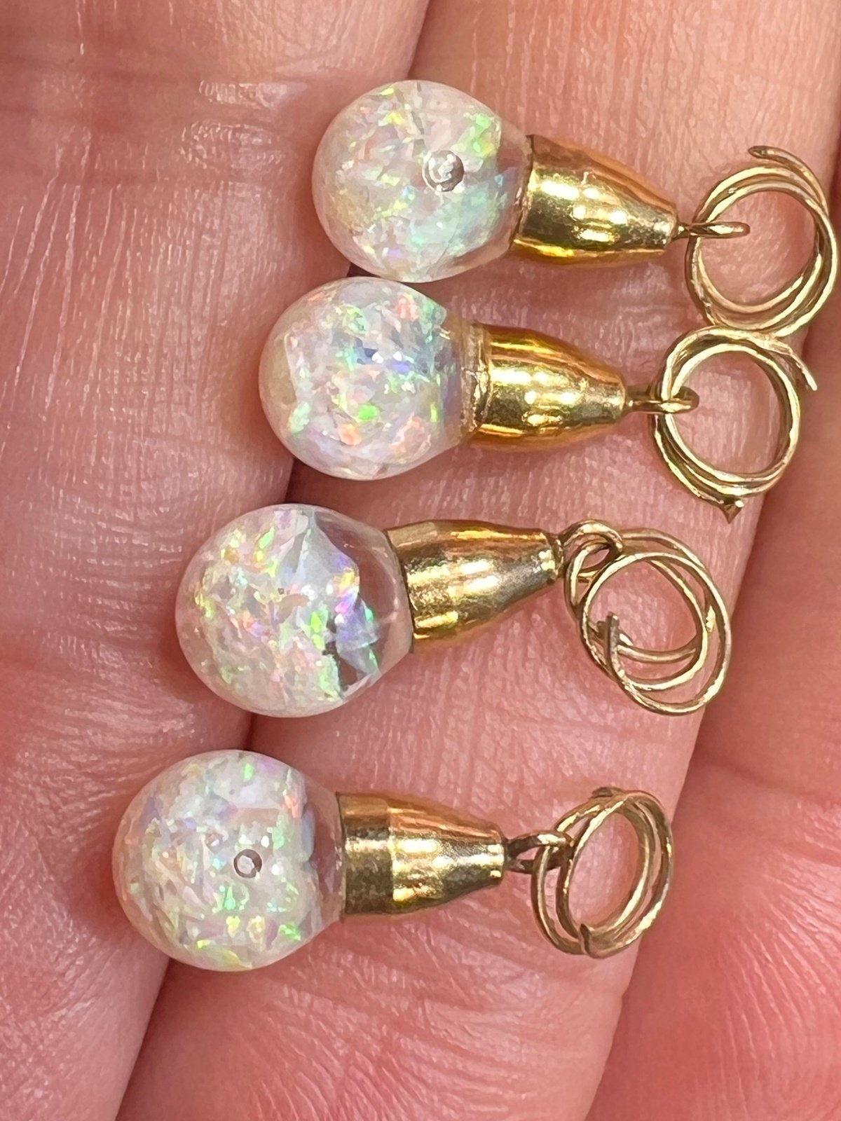 14k Yellow Gold Australian "FLOATING OPAL" Pendant. TIny! *VIDEO*