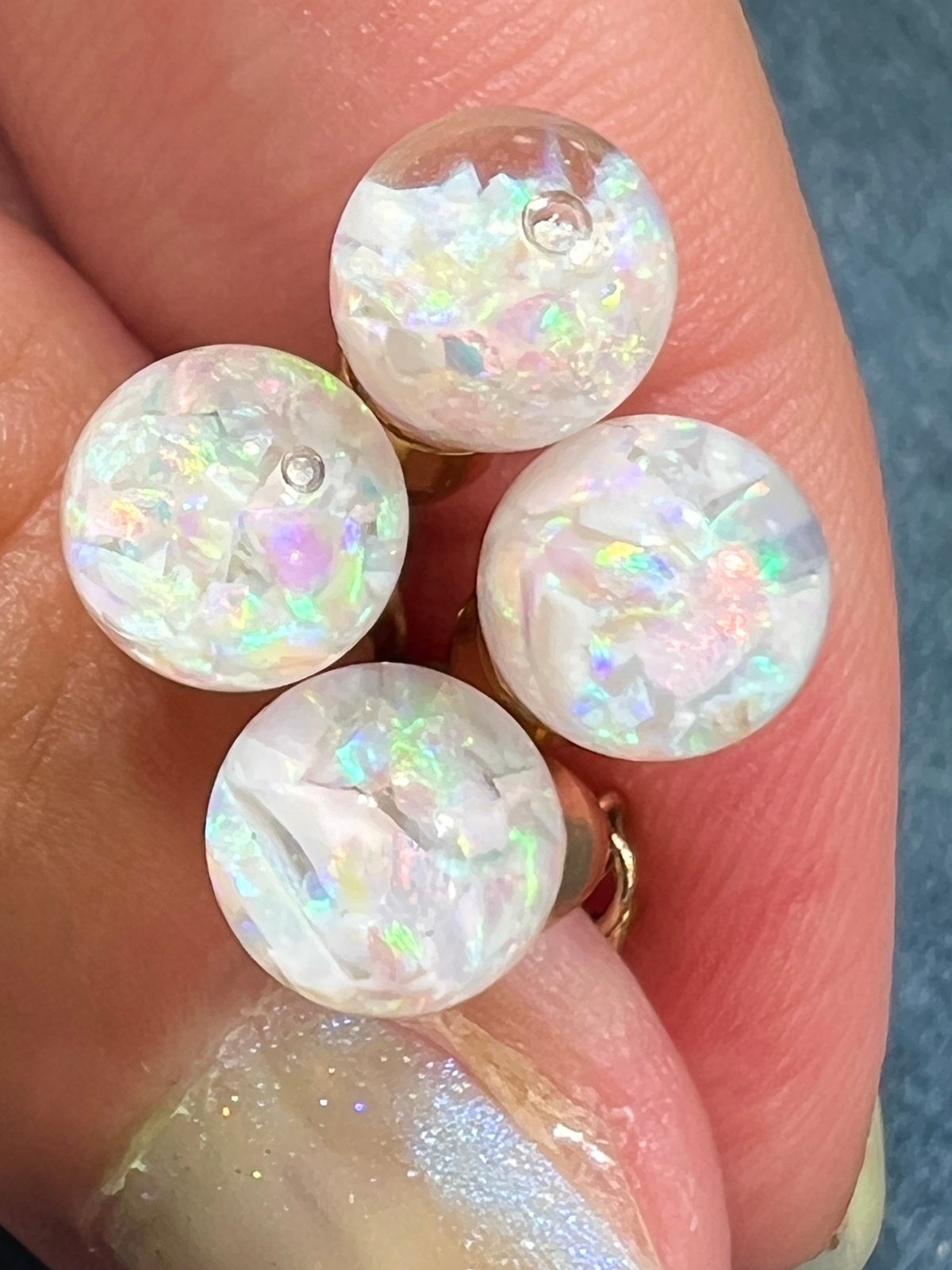 14k Yellow Gold Australian "FLOATING OPAL" Pendant. TIny! *VIDEO*