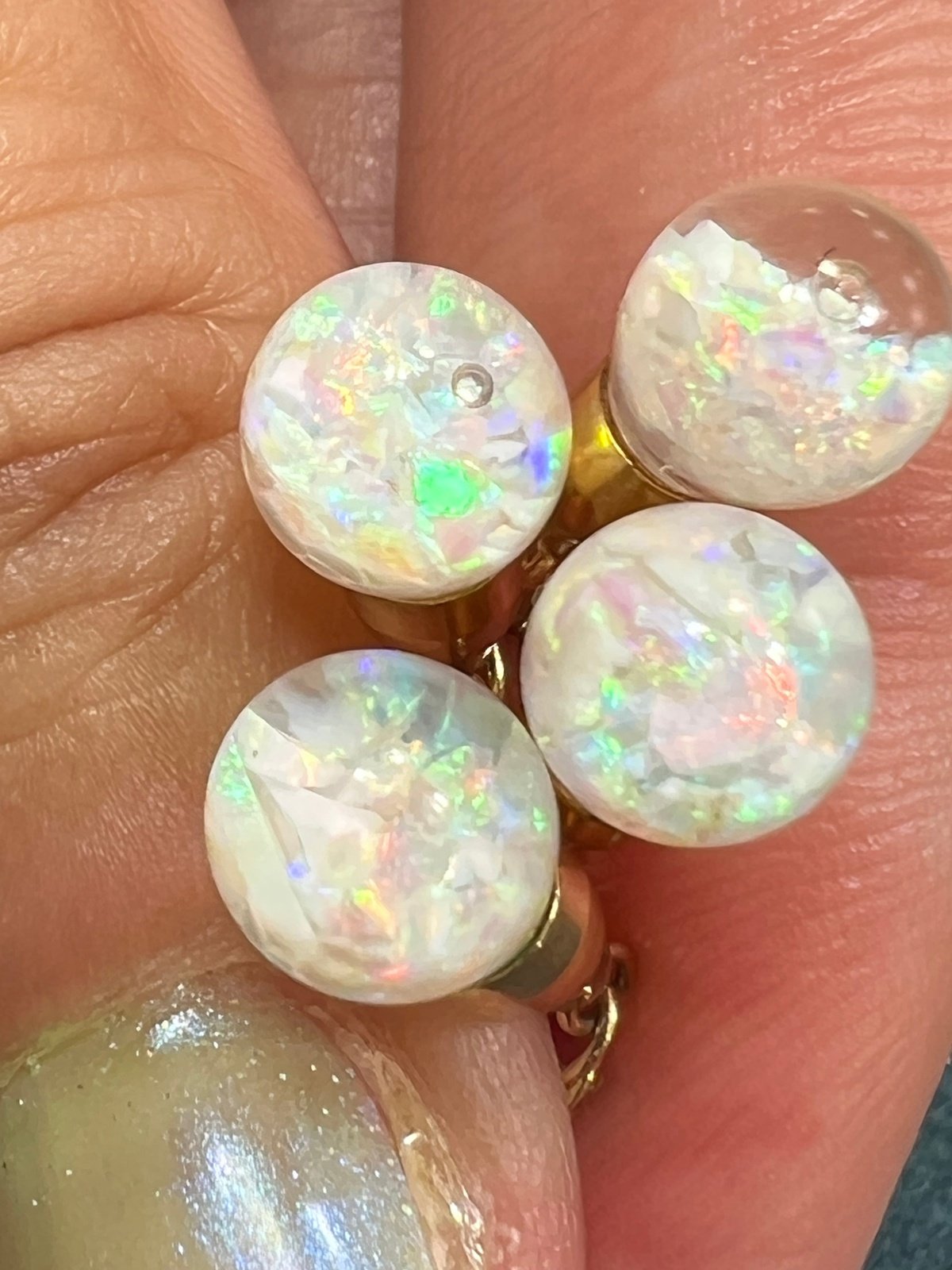 14k Yellow Gold Australian "FLOATING OPAL" Pendant. TIny! *VIDEO*