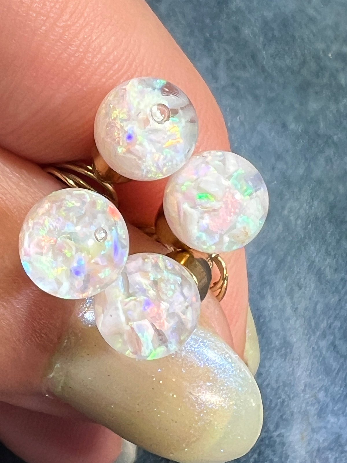 14k Yellow Gold Australian "FLOATING OPAL" Pendant. TIny! *VIDEO*