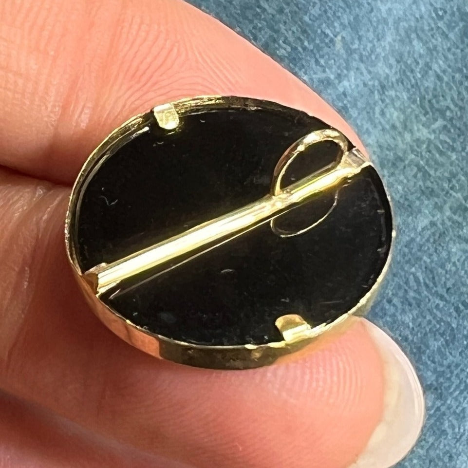 14k Yellow Gold Black Onyx Circle Full Moon Pendant. 3/4"