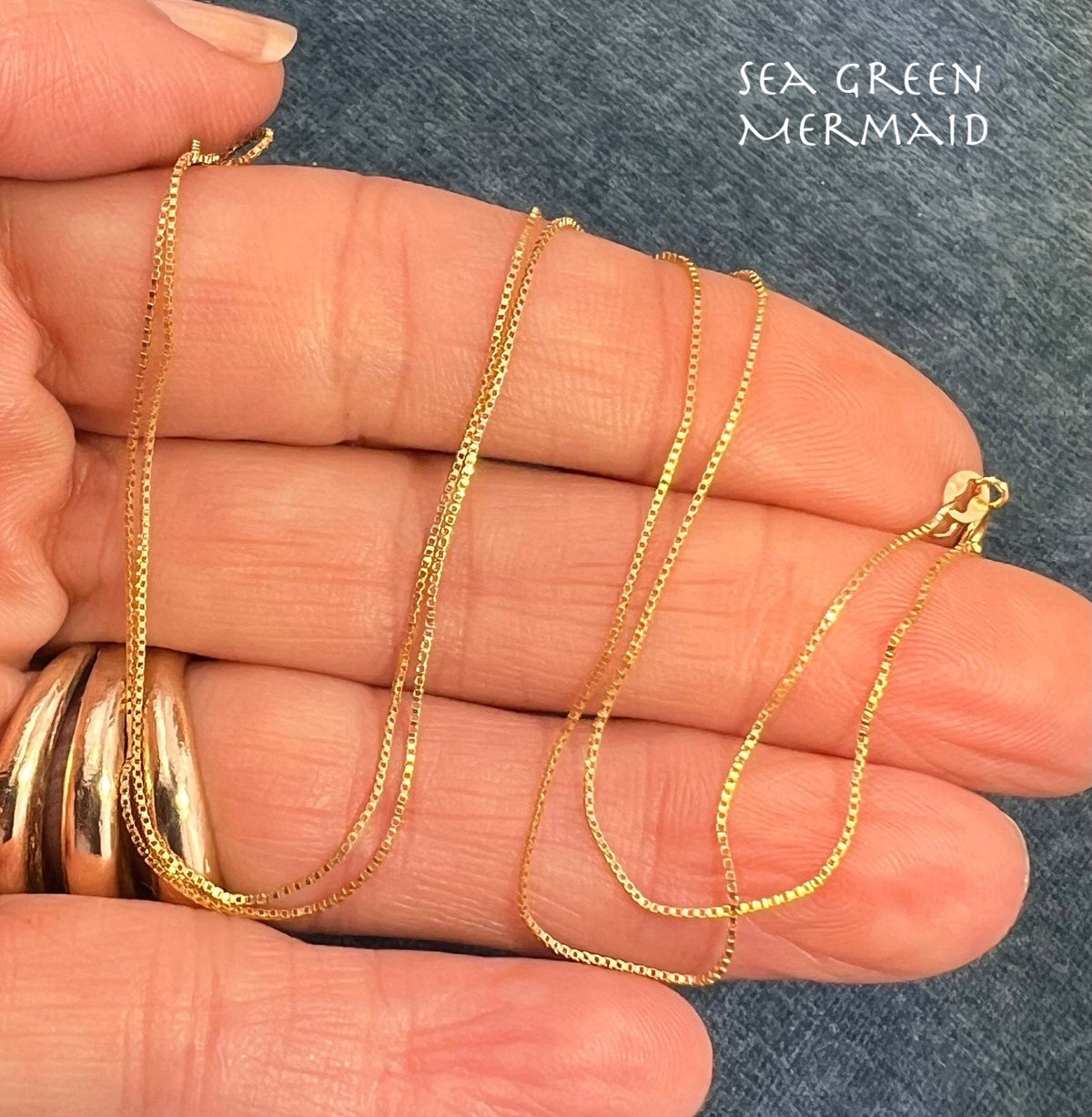 14k Yellow Gold Box Chain. 20" Stamped 14k Italy - E