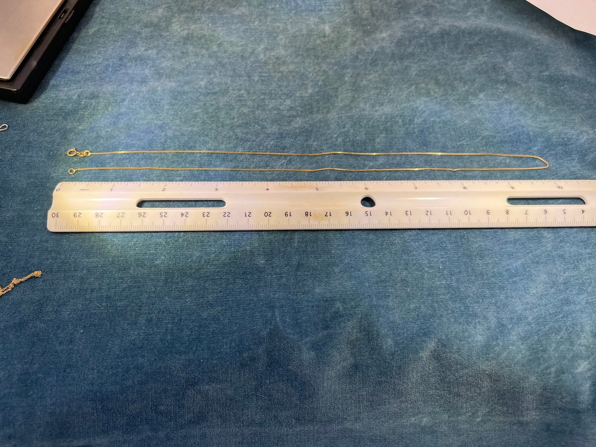 14k Yellow Gold Box Chain. 20" Stamped 14k Italy - E