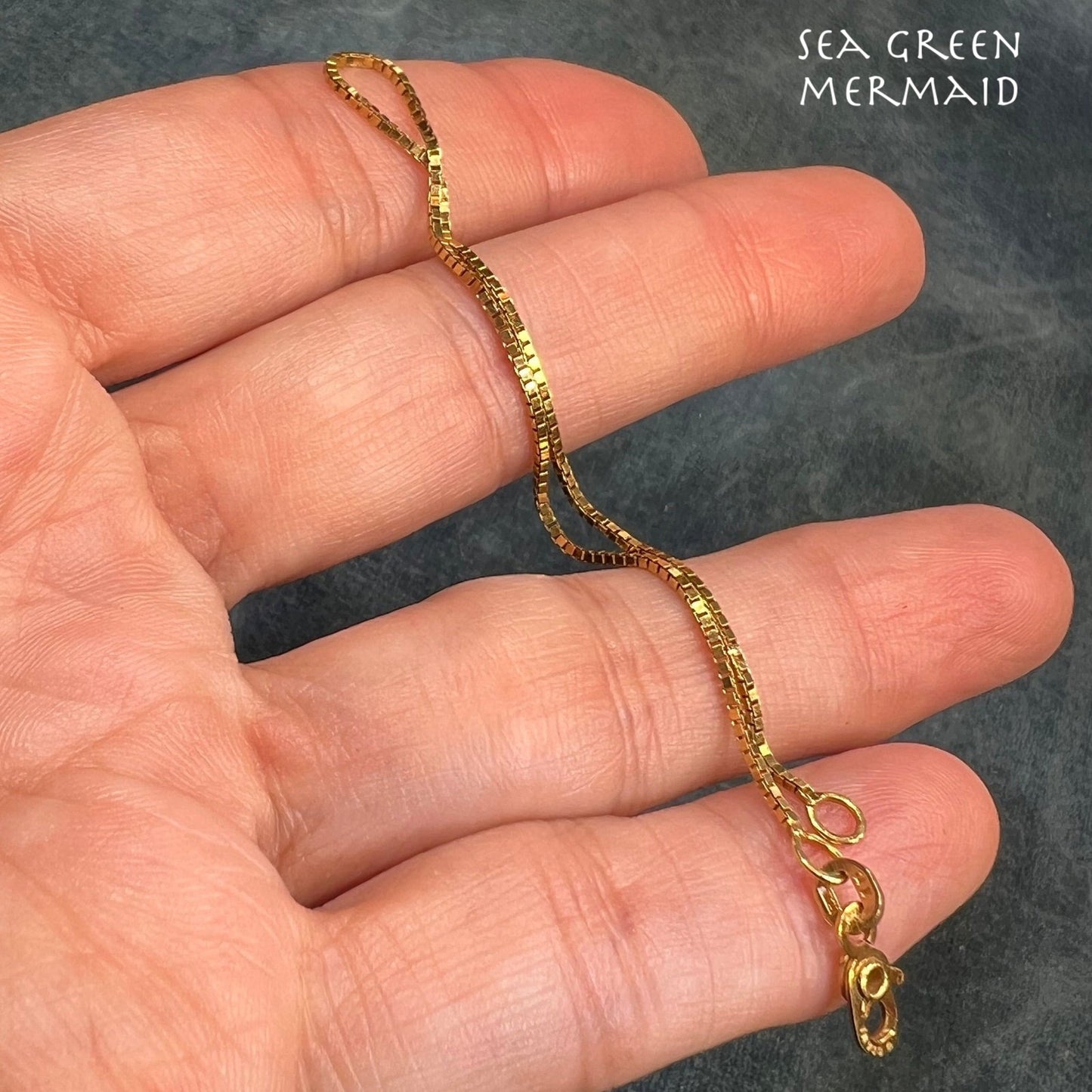 14k Yellow Gold Box Chain Bracelet or 7" Necklace Extender