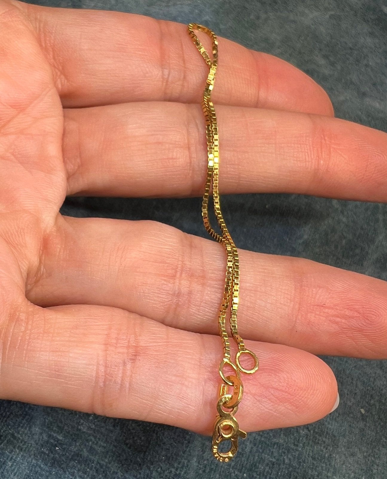 14k Yellow Gold Box Chain Bracelet or 7" Necklace Extender