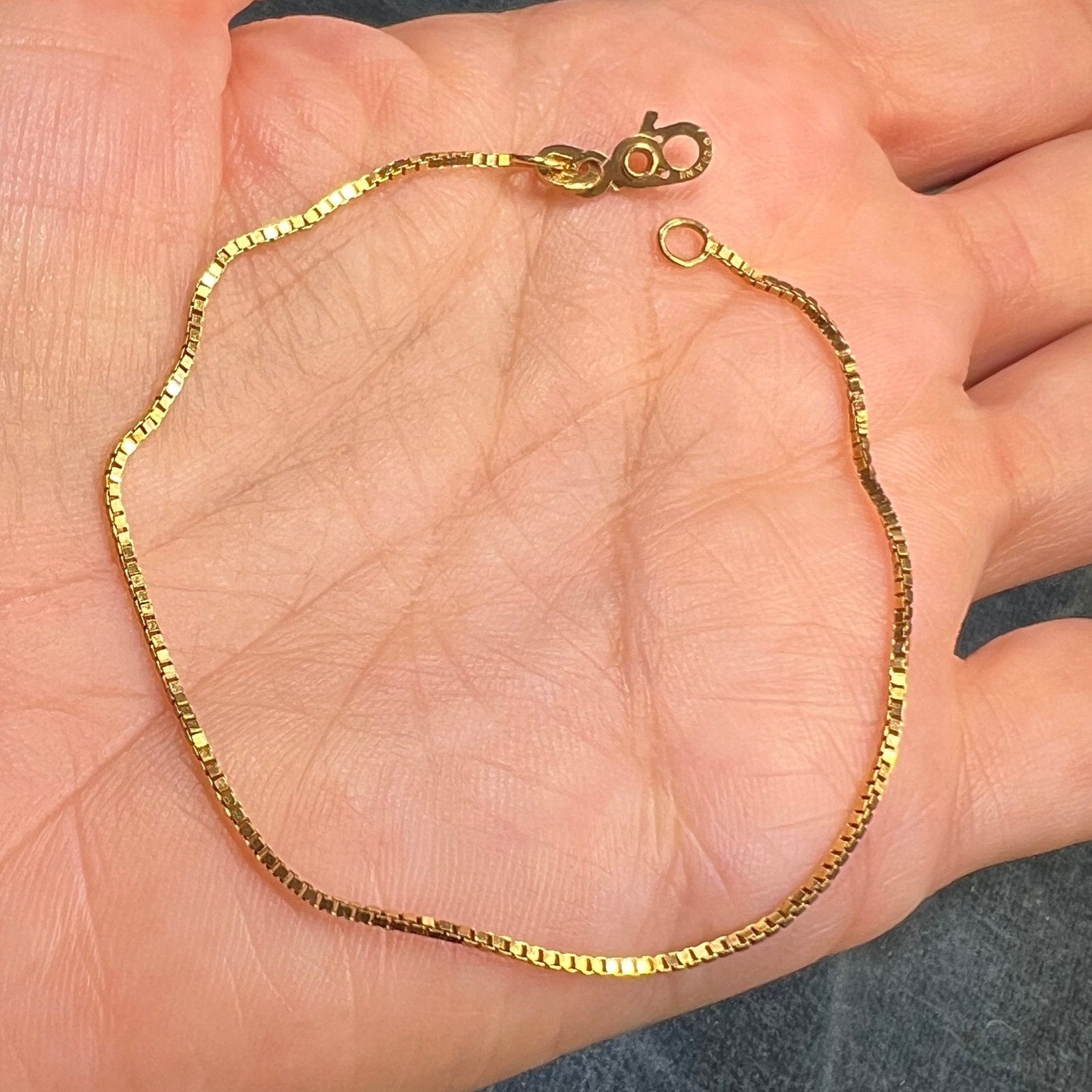 14k Yellow Gold Box Chain Bracelet or 7" Necklace Extender