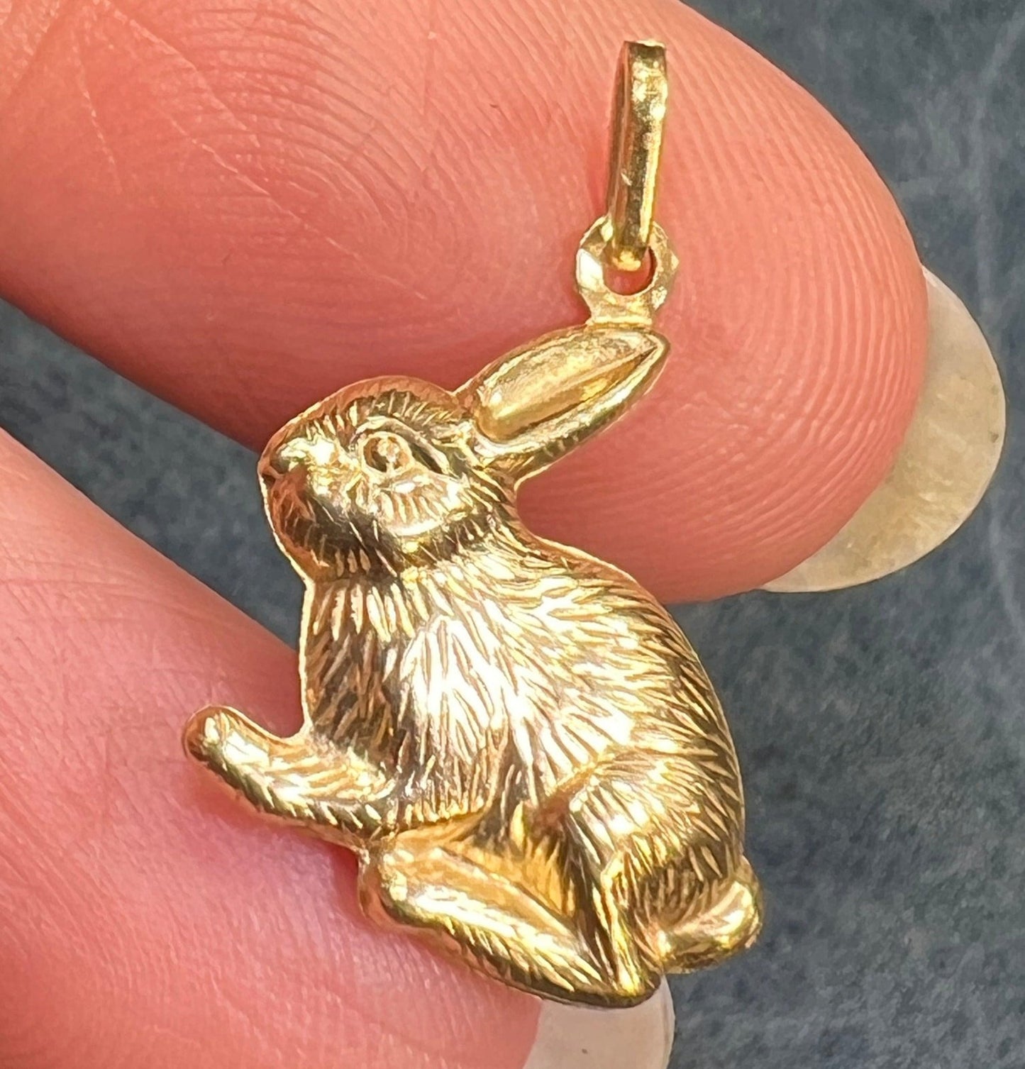 14k Yellow Gold Bunny Rabbit Pendant. For Easter Spring + Summer!