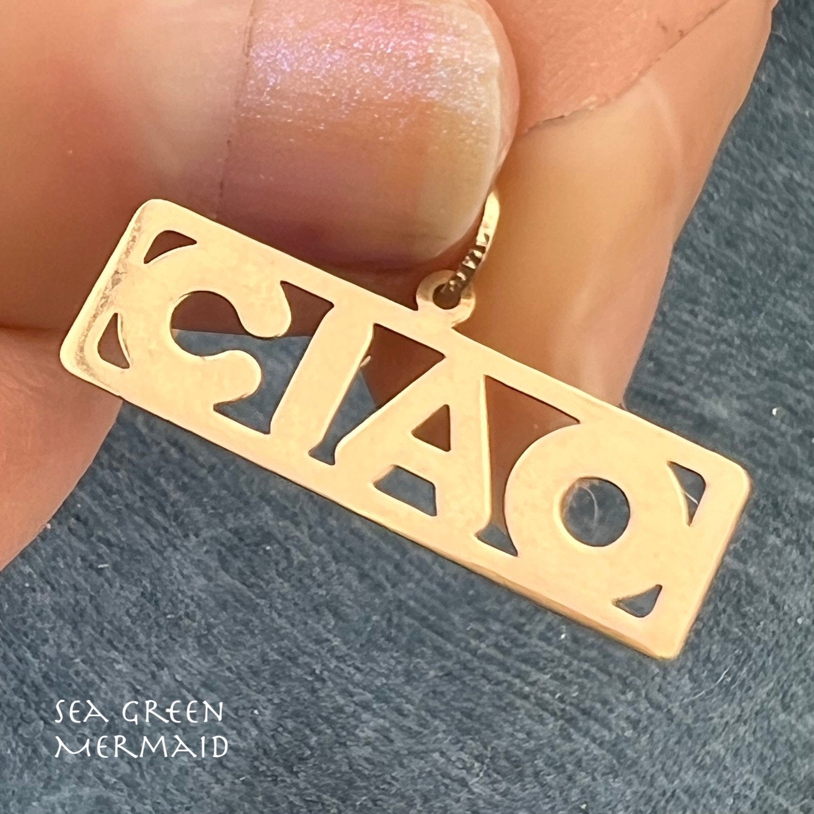 14k Yellow Gold "CIAO" Pendant. Italy