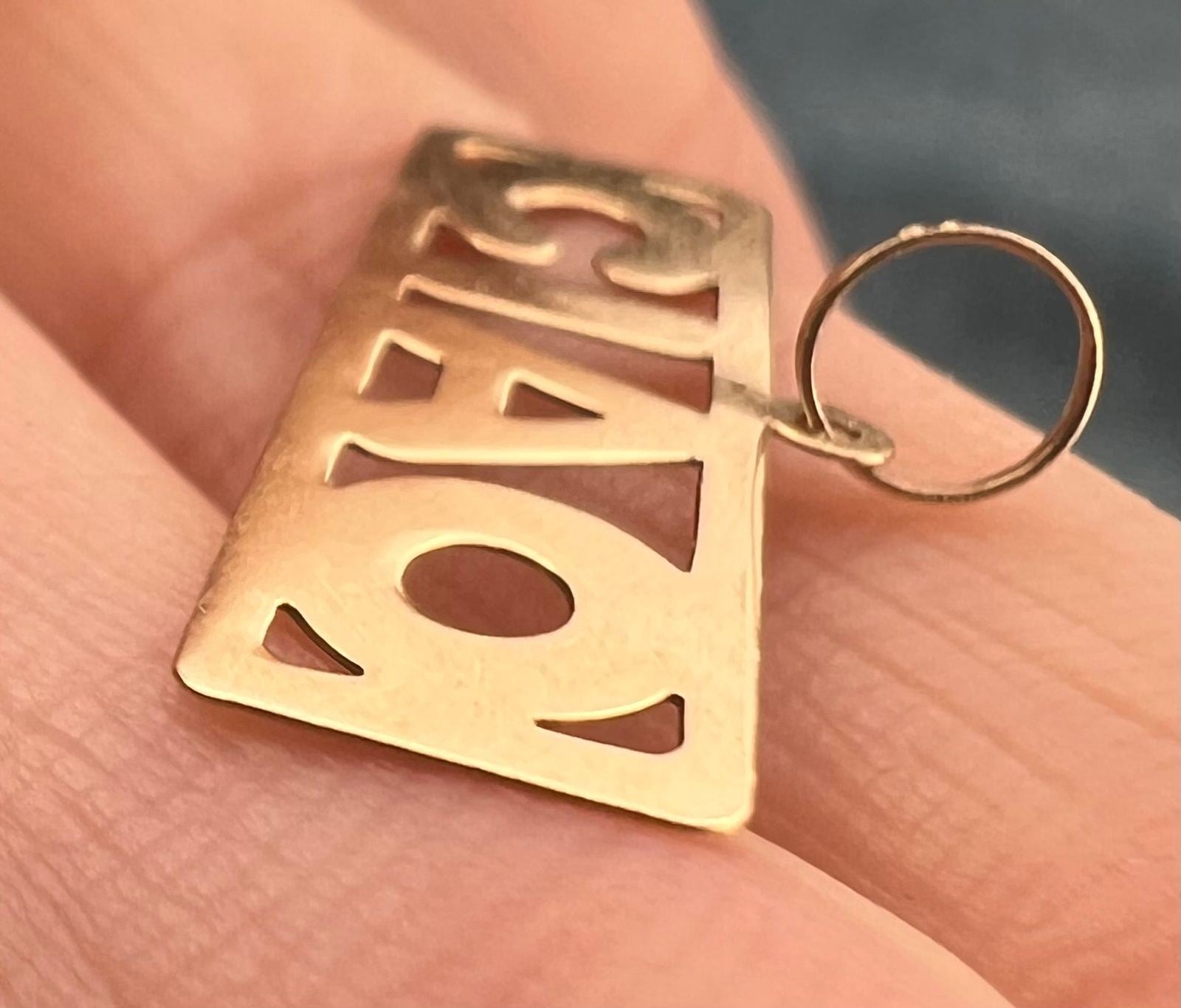 14k Yellow Gold "CIAO" Pendant. Italy