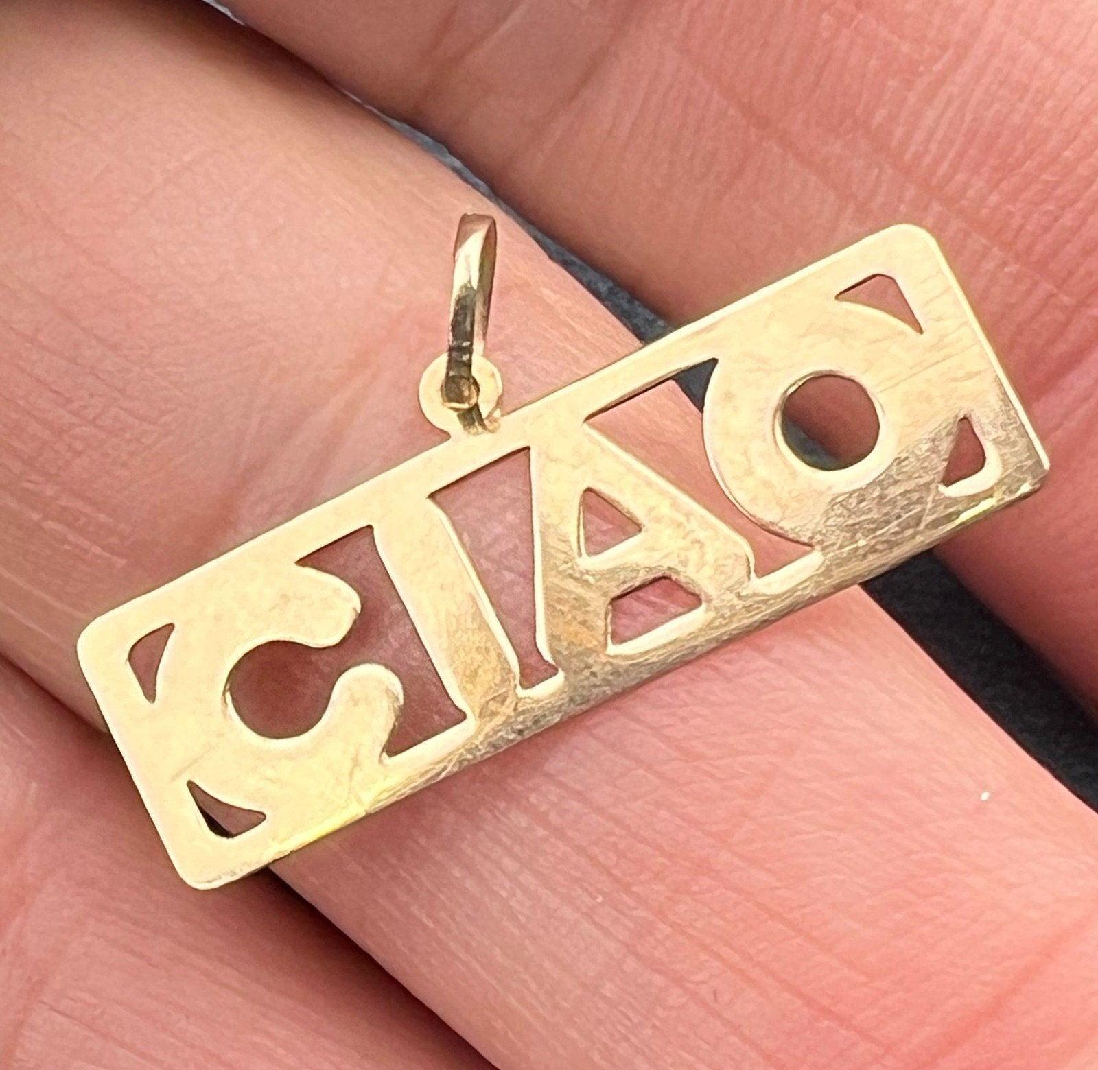 14k Yellow Gold "CIAO" Pendant. Italy