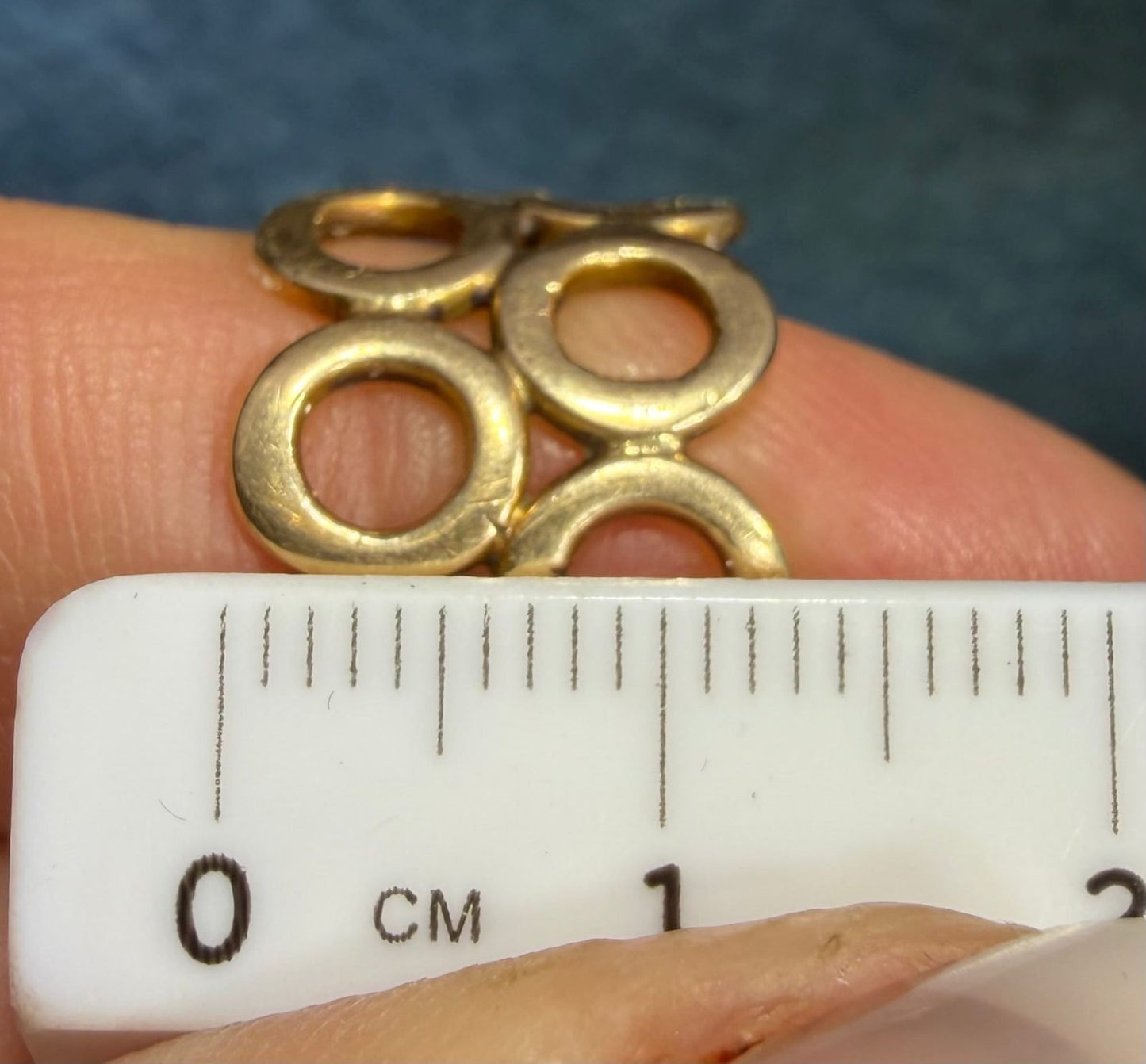 14k Yellow Gold CIRCLES Eternity Band Ring. 7.4g + 13mm 1/2" Wide